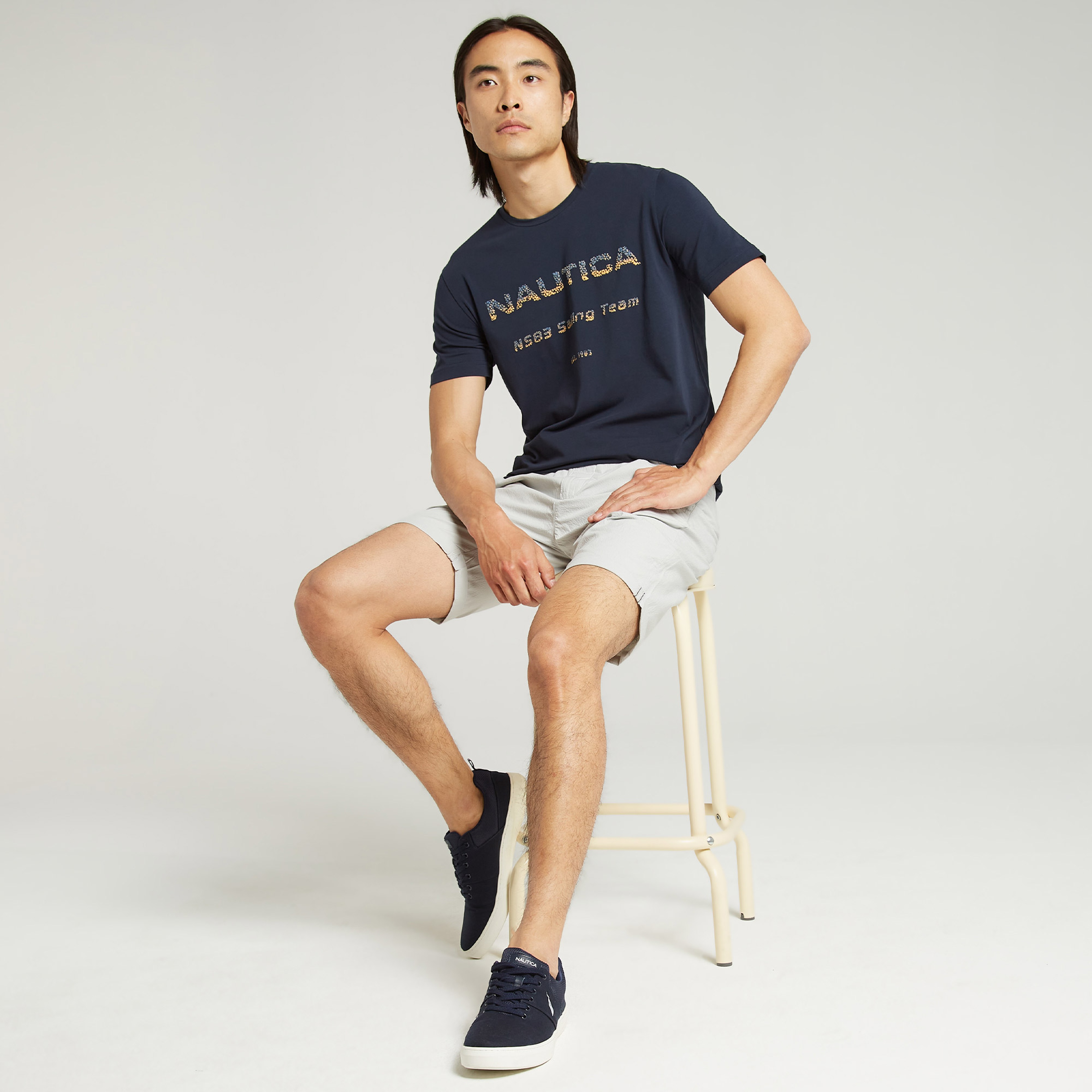 NAUTICA ERKEK GRİ SLIM FIT BERMUDA ŞORT