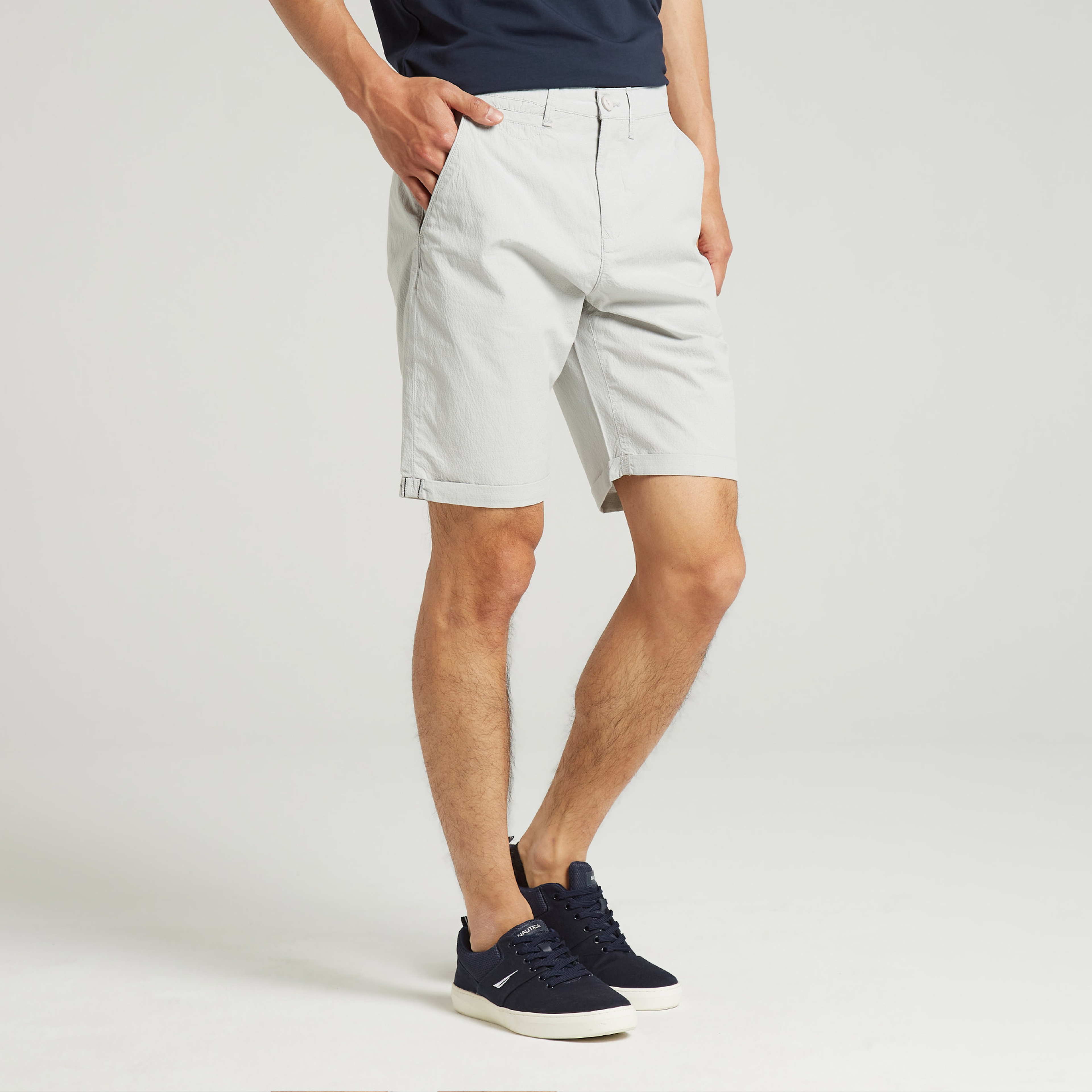 NAUTICA ERKEK GRİ SLIM FIT BERMUDA ŞORT