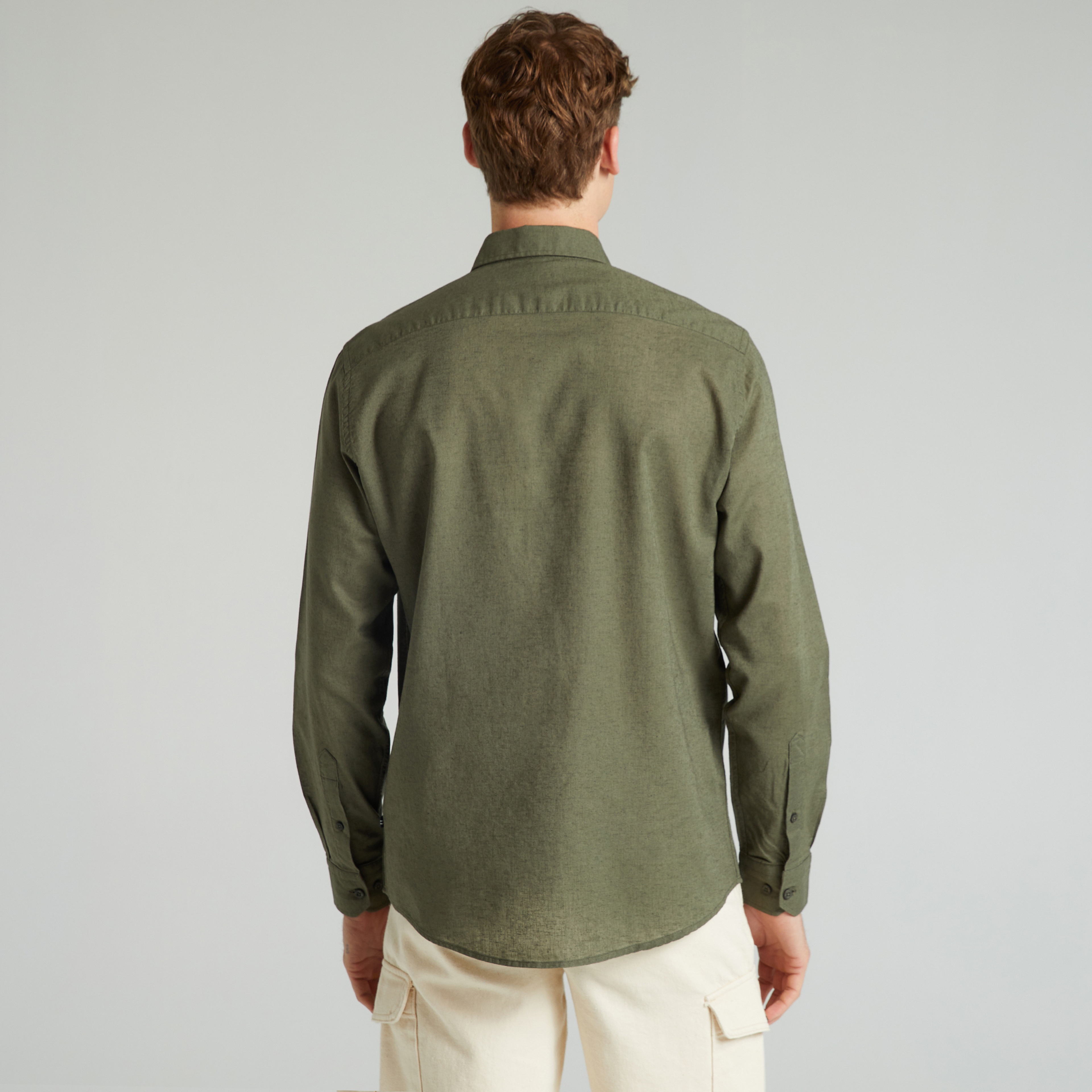 Nautica Erkek Yeşil Classic Fit Uzun Kollu Keten Gömlek