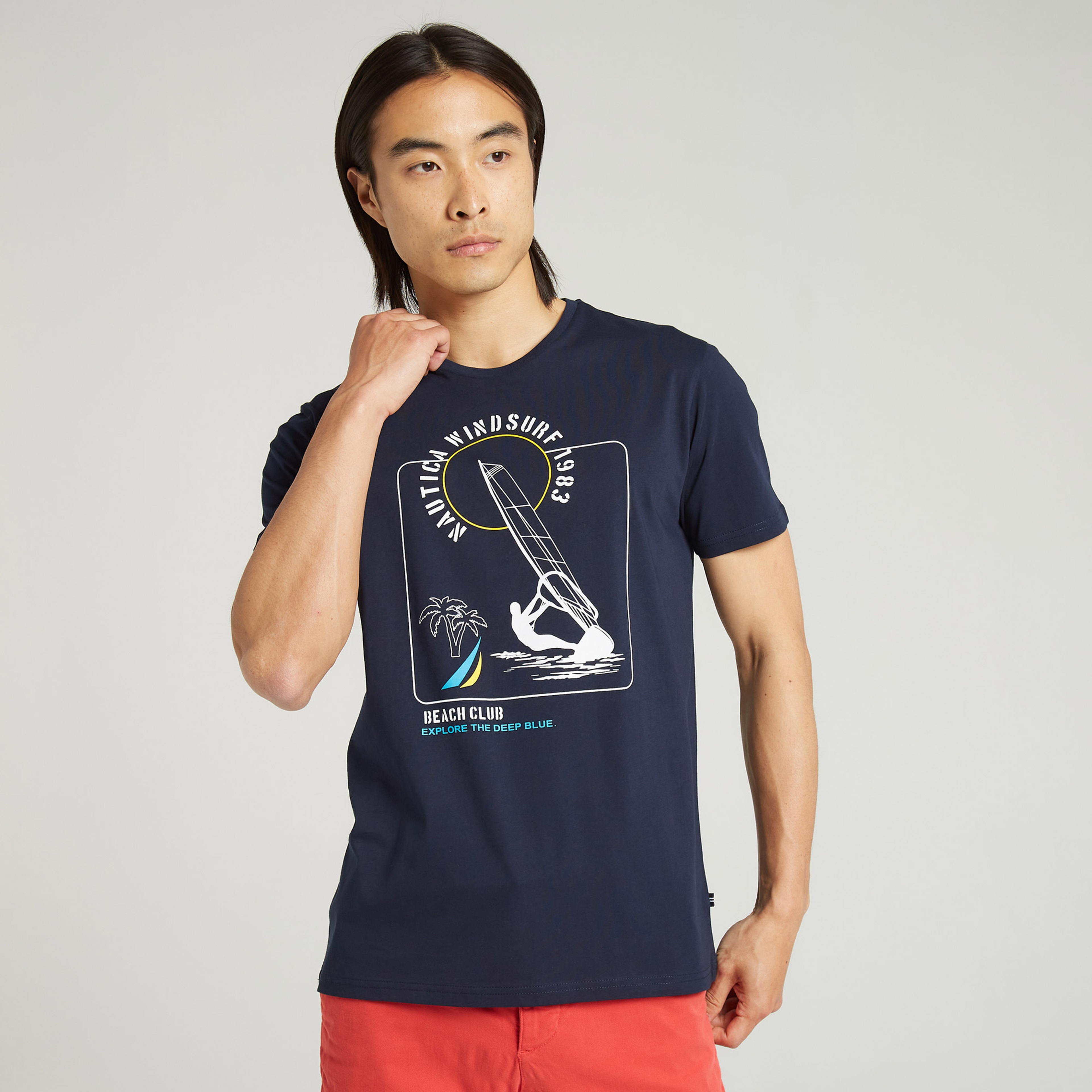 NAUTICA ERKEK LACİVERT STANDART FIT KISA KOLLU T-SHIRT