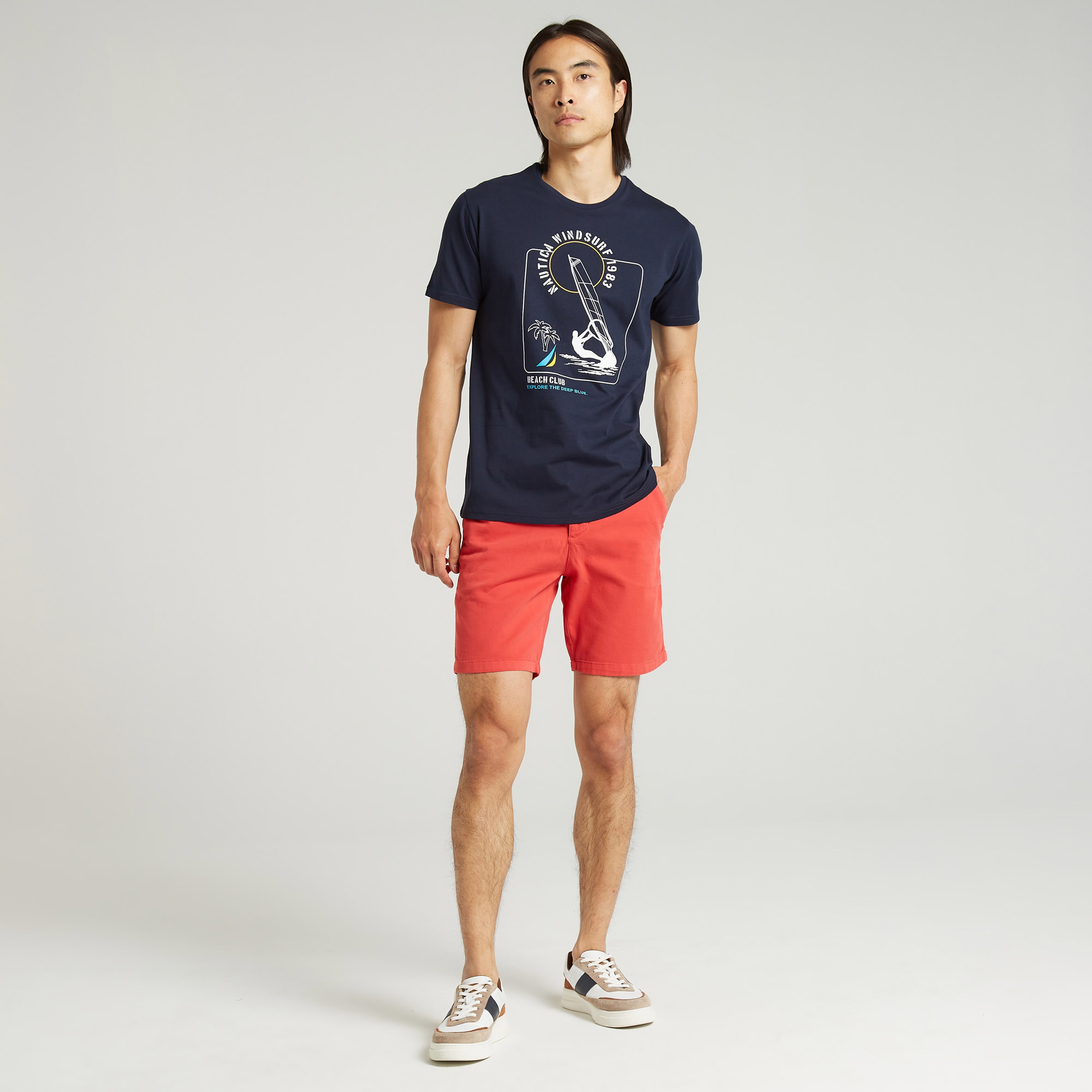 NAUTICA ERKEK LACİVERT STANDART FIT KISA KOLLU T-SHIRT