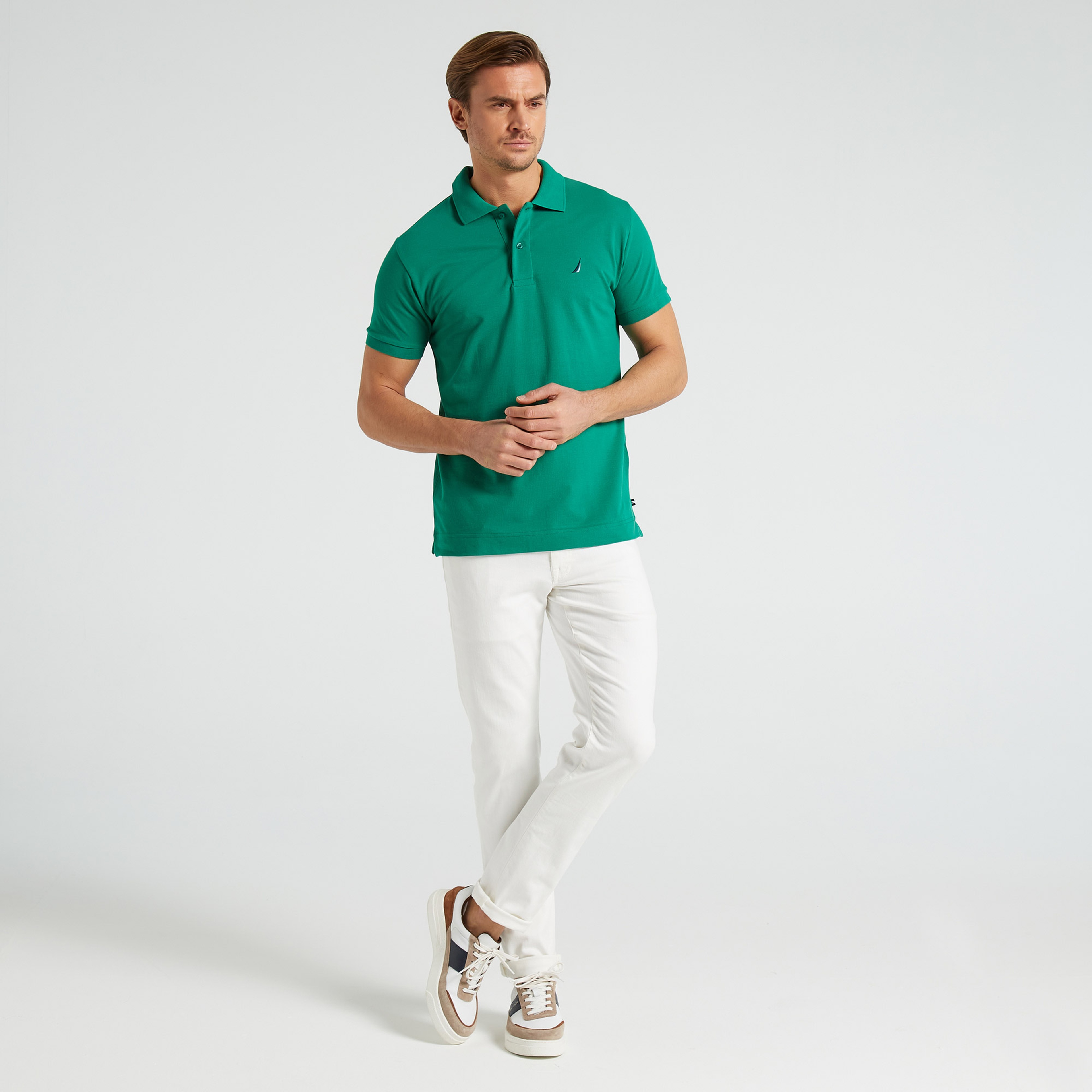 Nautica Erkek Yeşil Classic Fit Kısa Kollu Polo Yaka T-Shirt