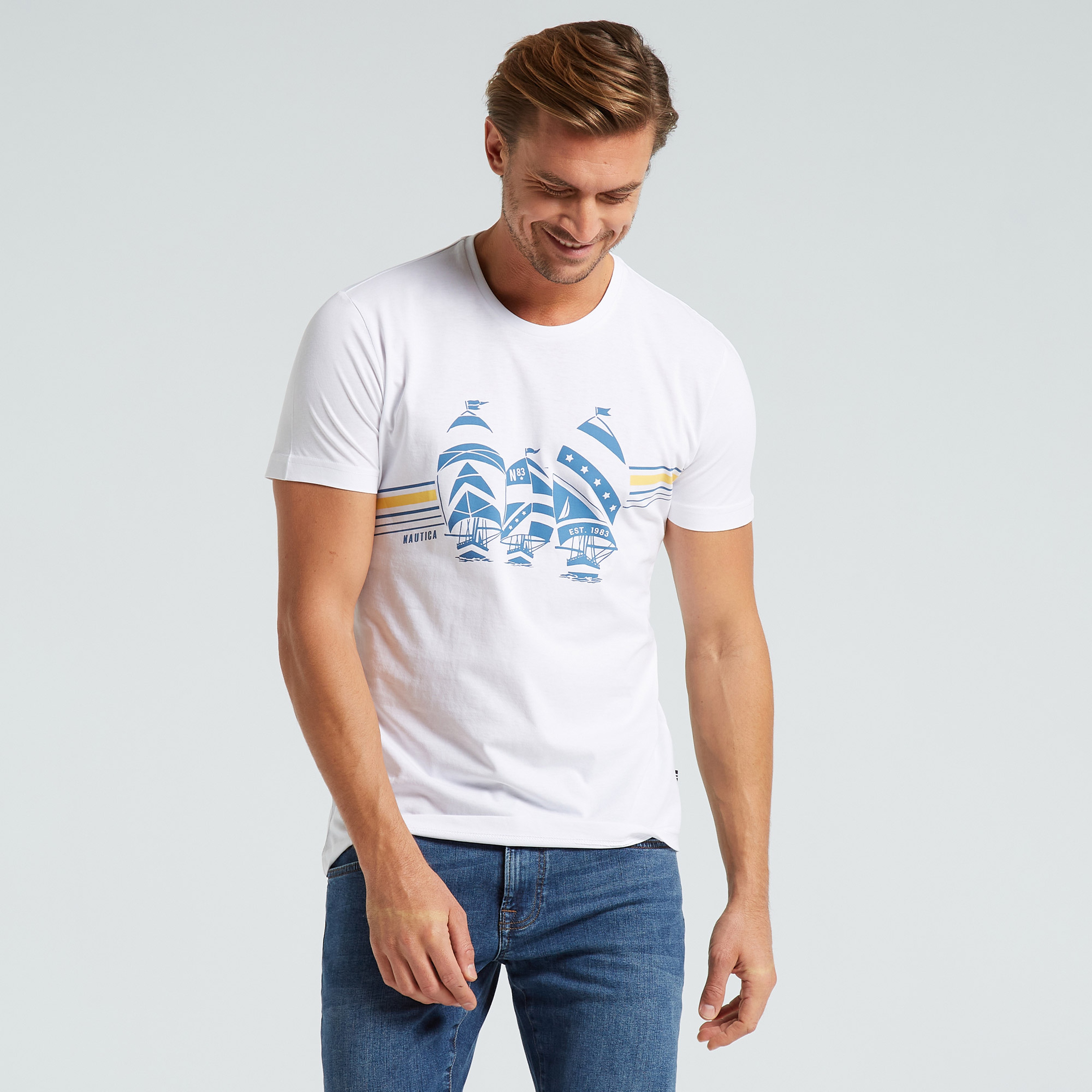 Nautica Standart Fit Erkek Beyaz T-shirt