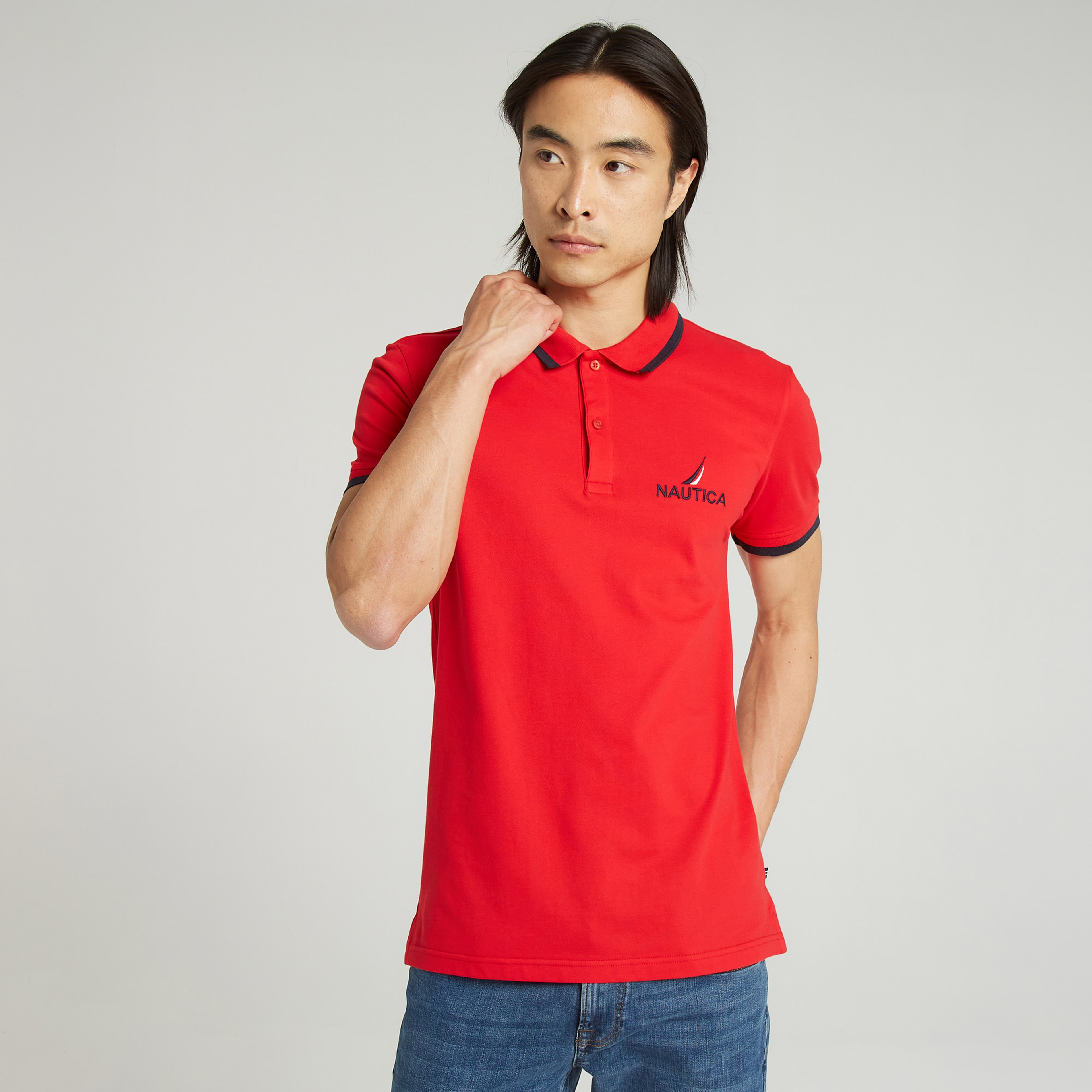 Nautica Slim Fit Erkek Kırmızı Polo