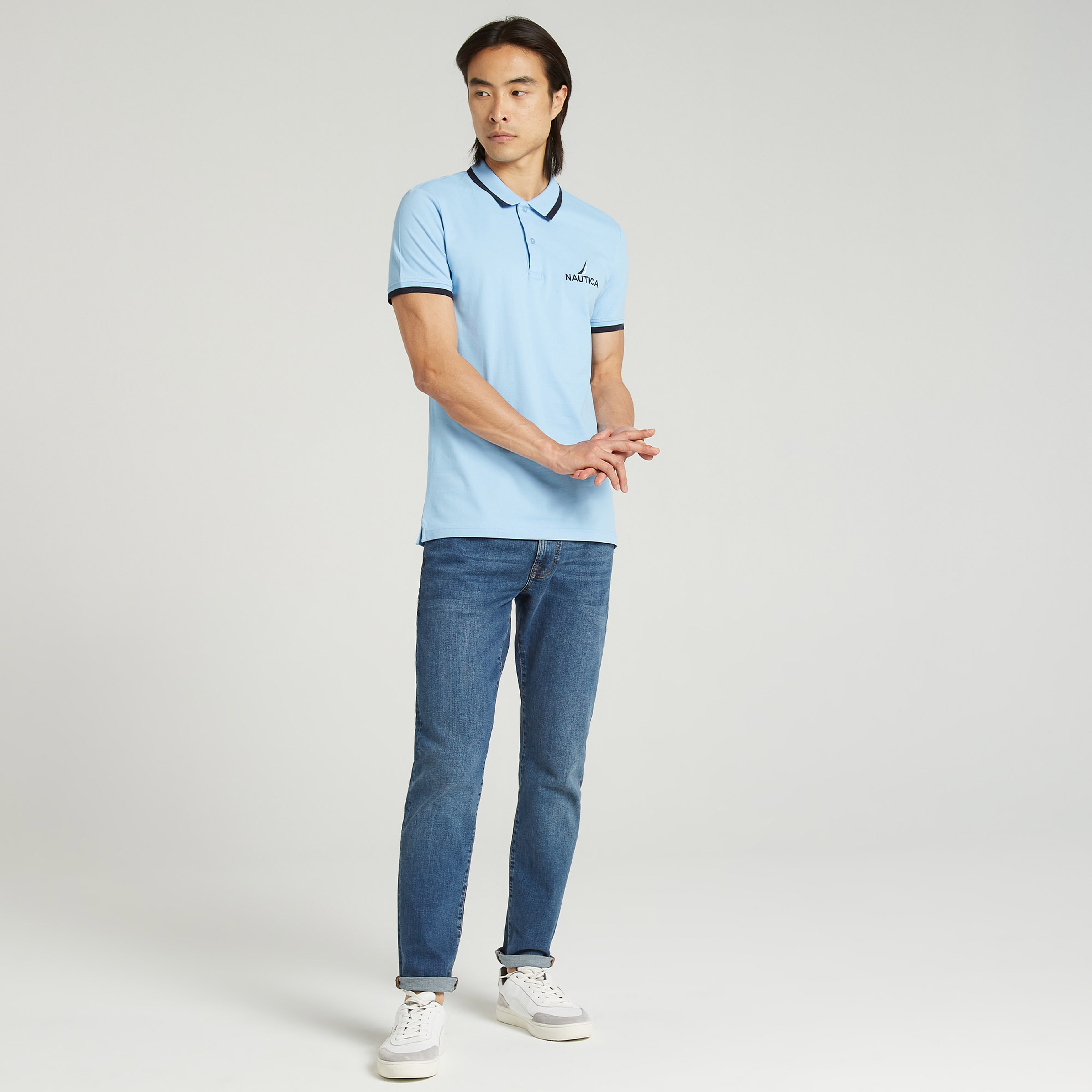 Nautica Slim Fit Erkek Mavi Polo