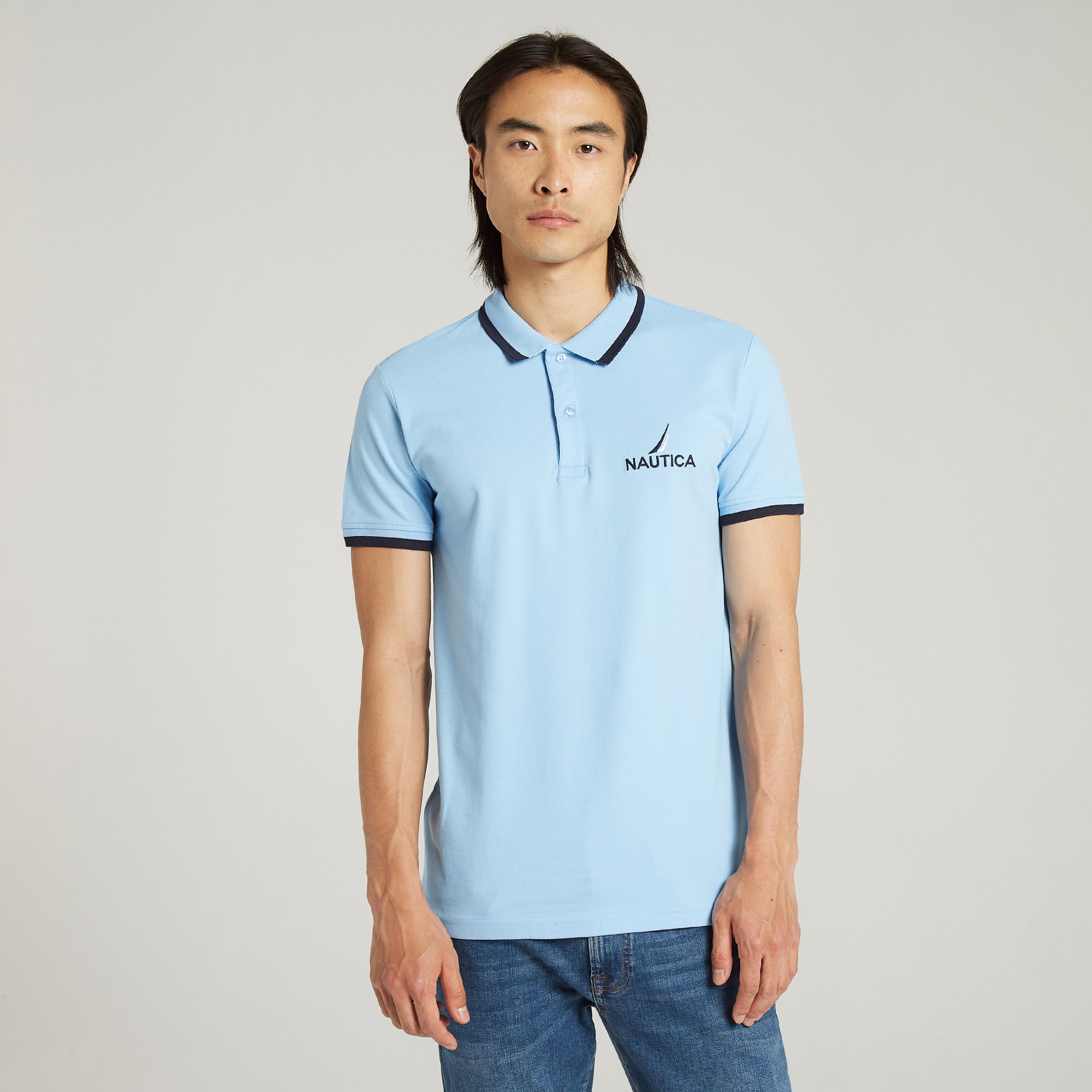 Nautica Slim Fit Erkek Mavi Polo