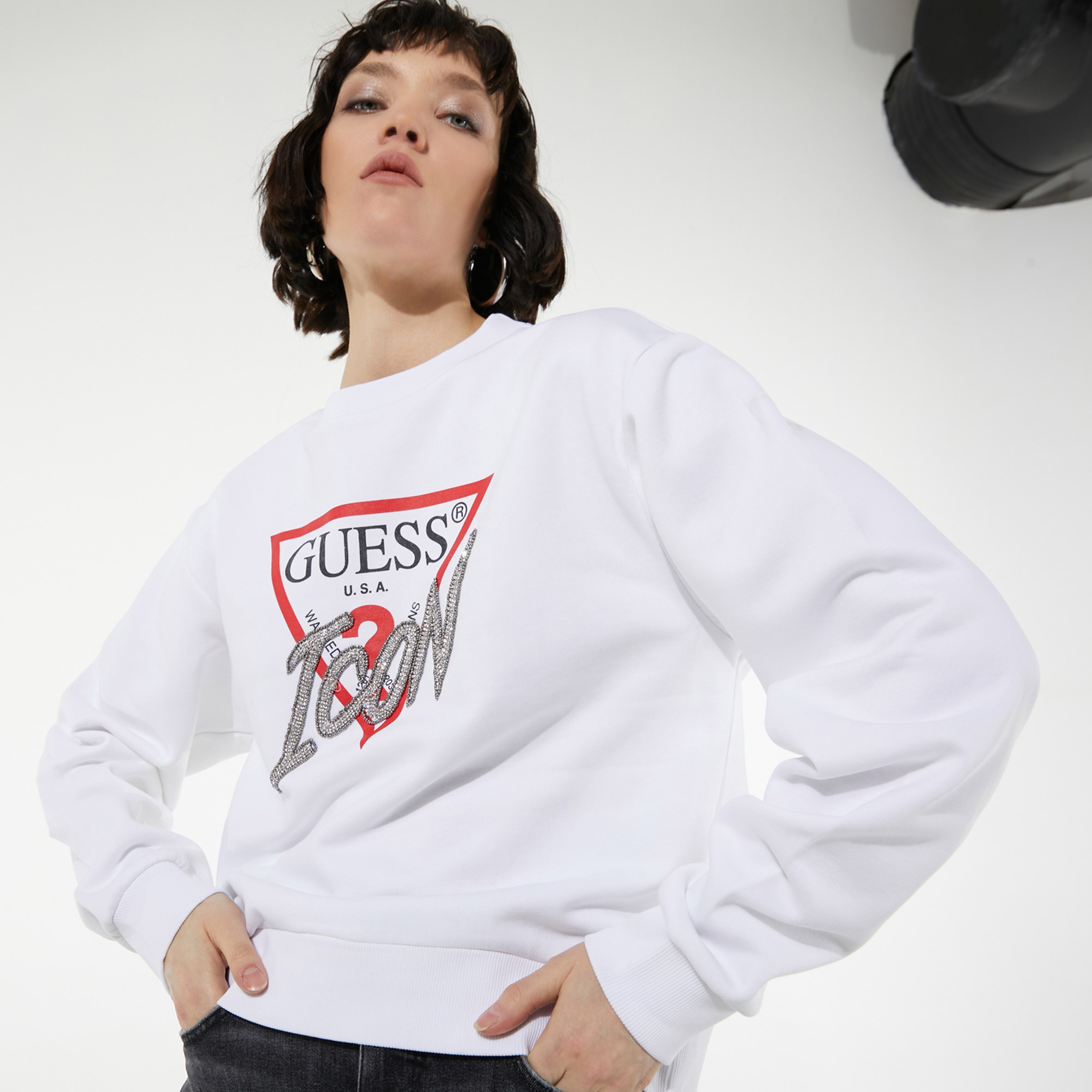 Guess Kadın Beyaz Sweatshirt