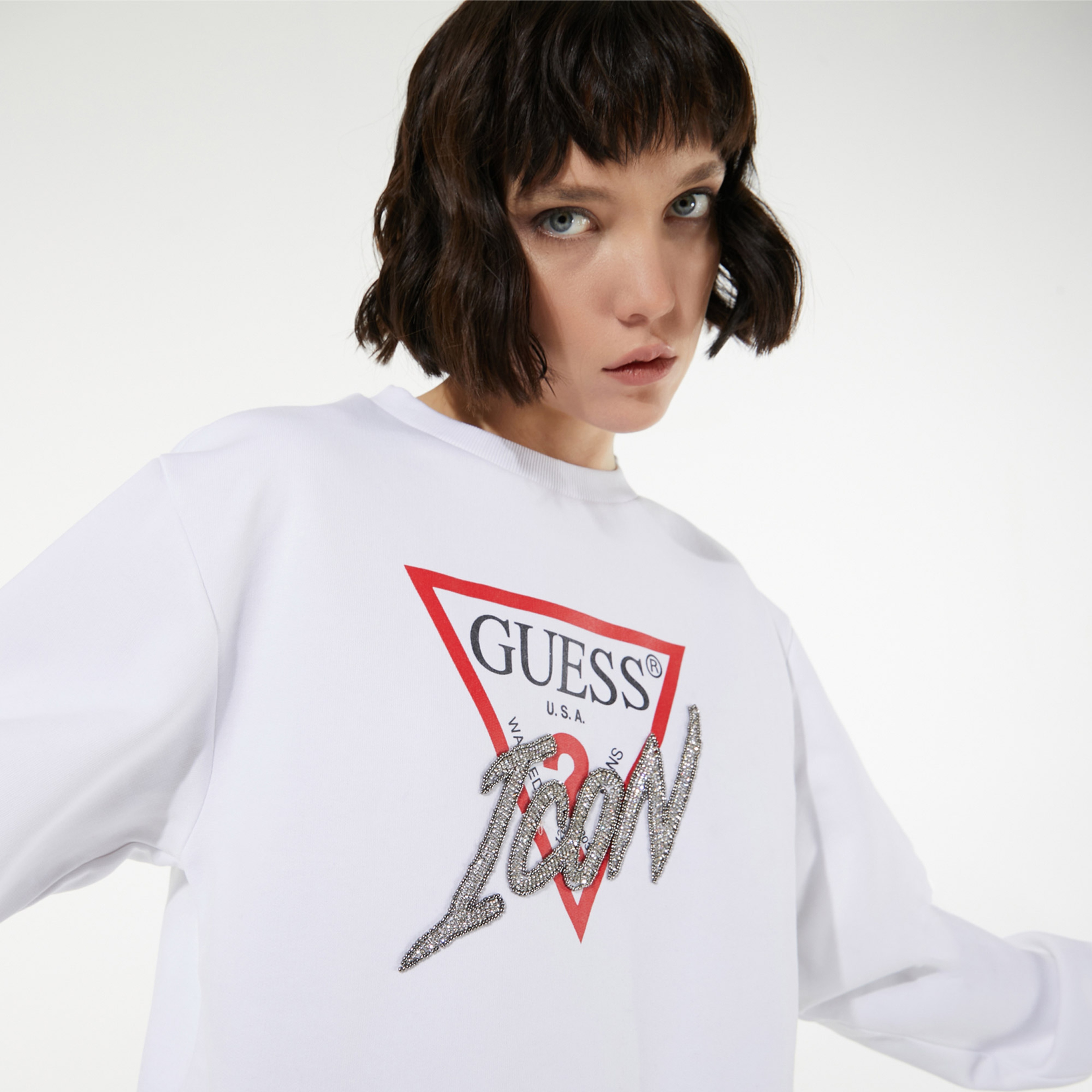 Guess Kadın Beyaz Sweatshirt