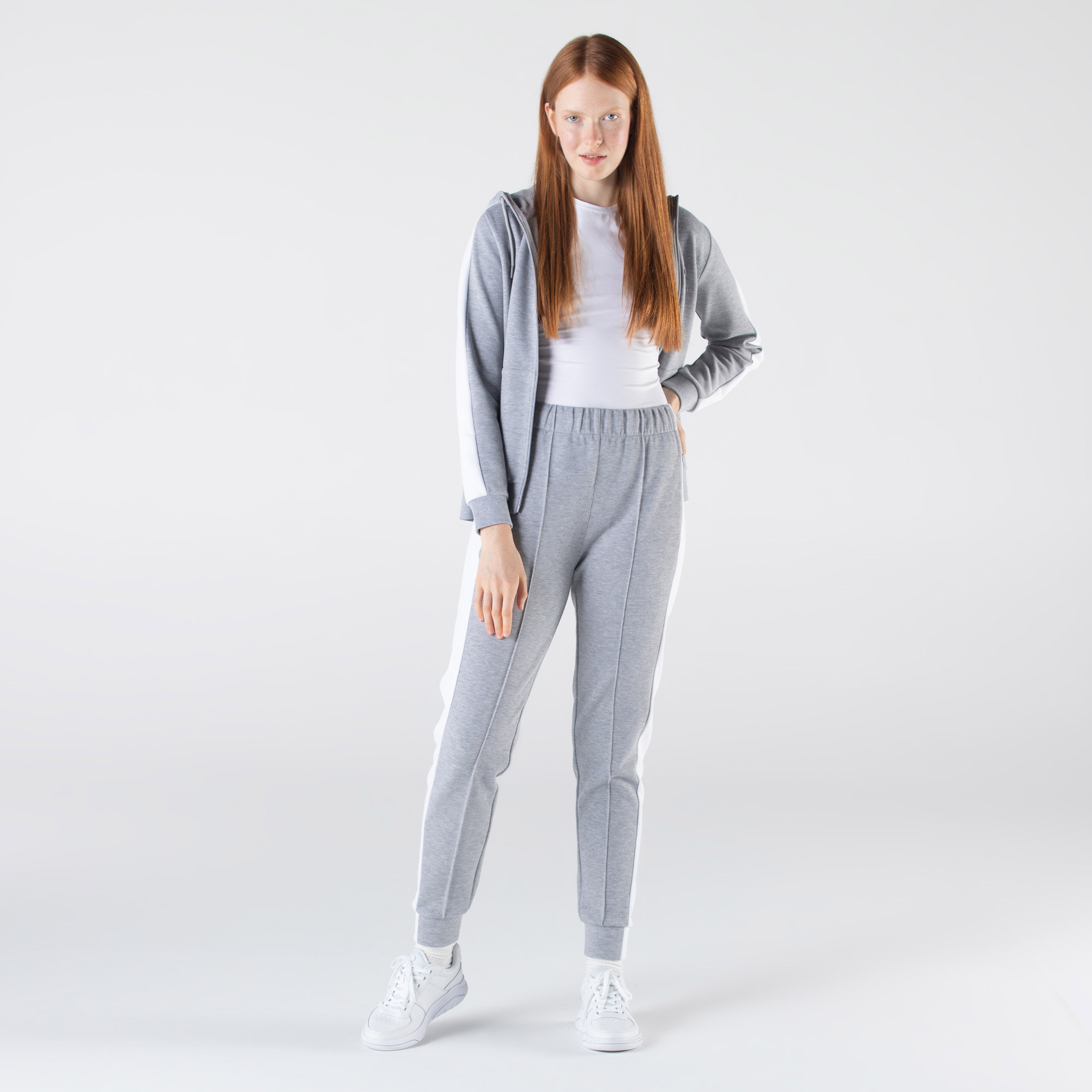 Lacoste Kadın Relaxed Fit Renk Bloklu Gri Eşofman Altı