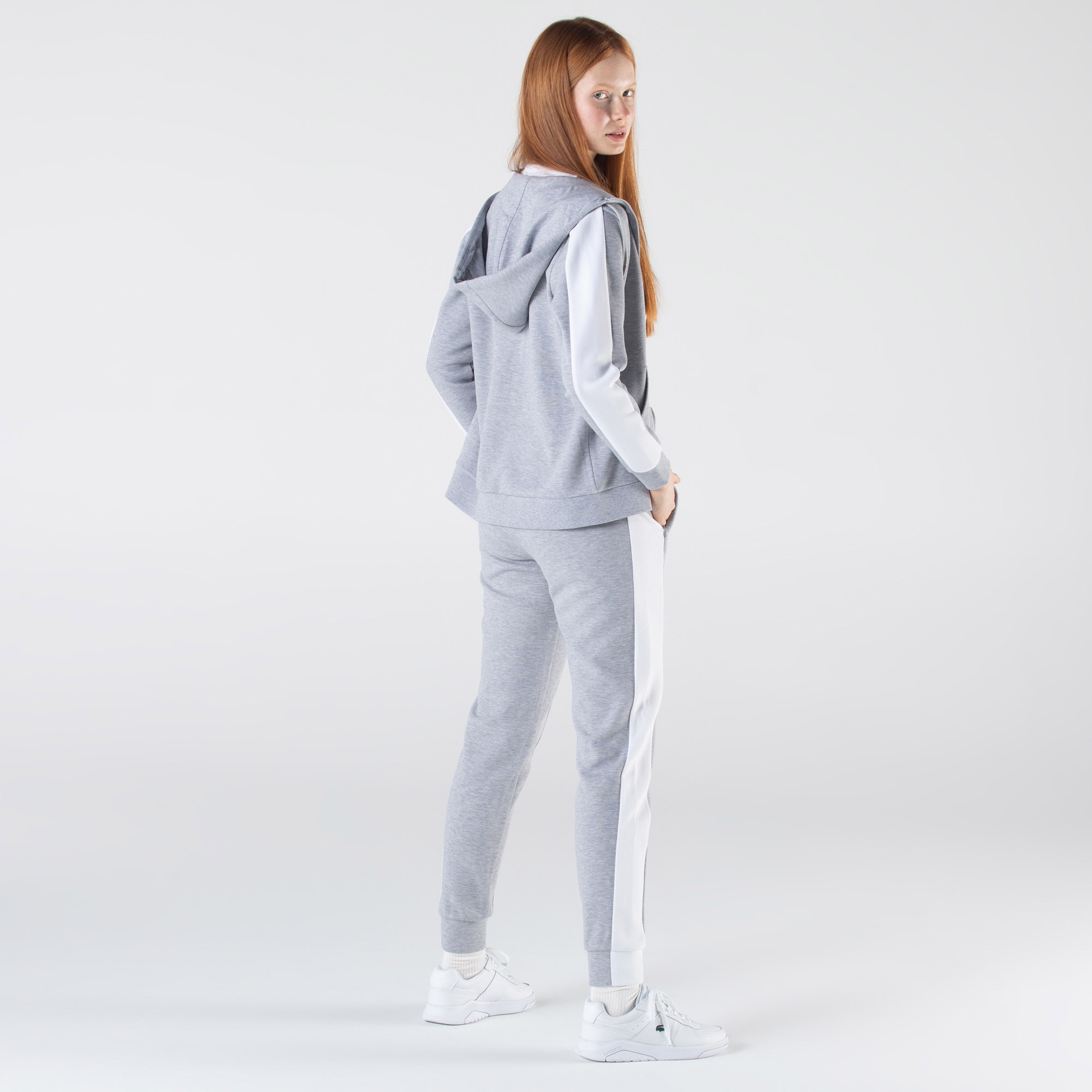 Lacoste Kadın Relaxed Fit Renk Bloklu Gri Eşofman Altı