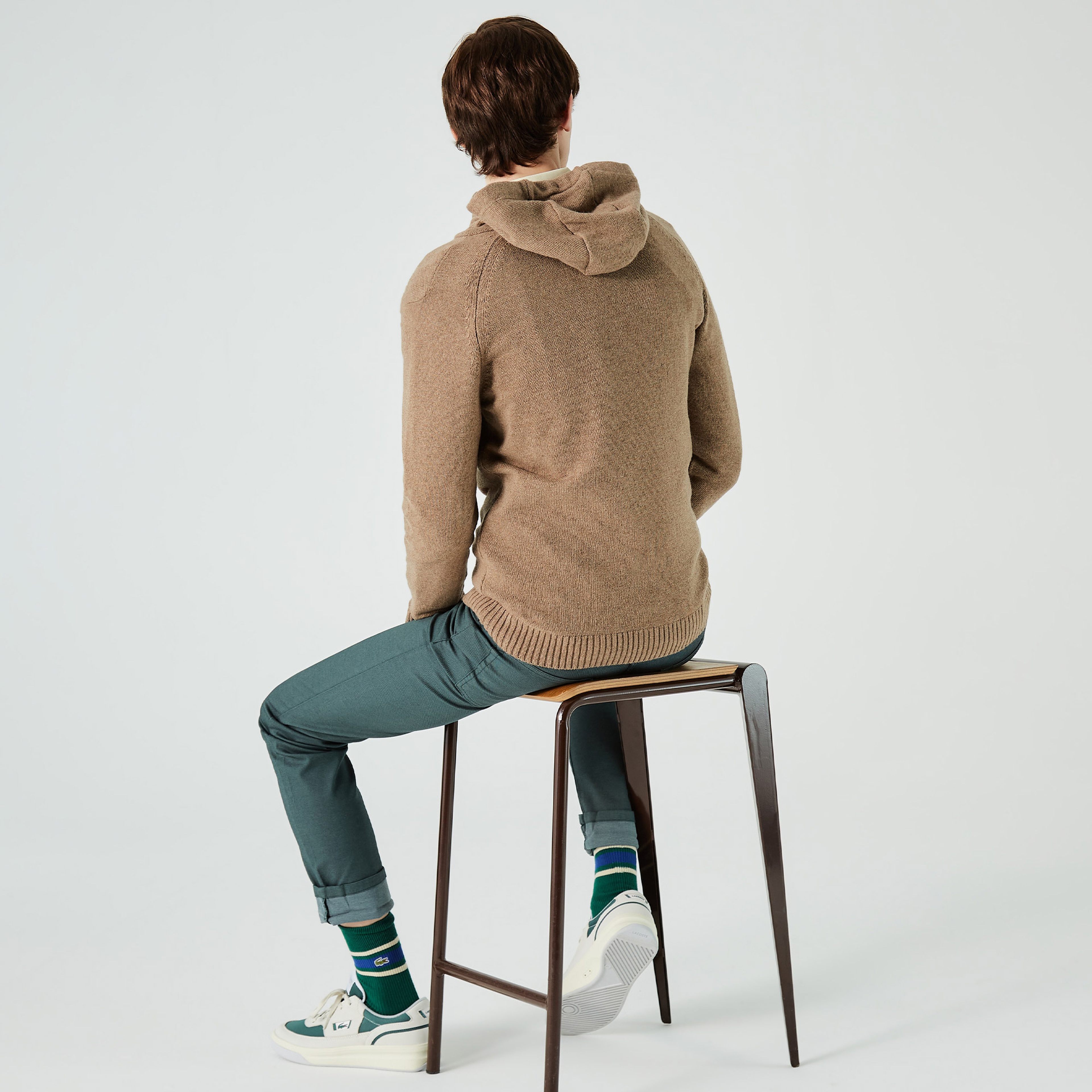 Lacoste Erkek Regular Fit Kapüşonlu Kahverengi Kazak