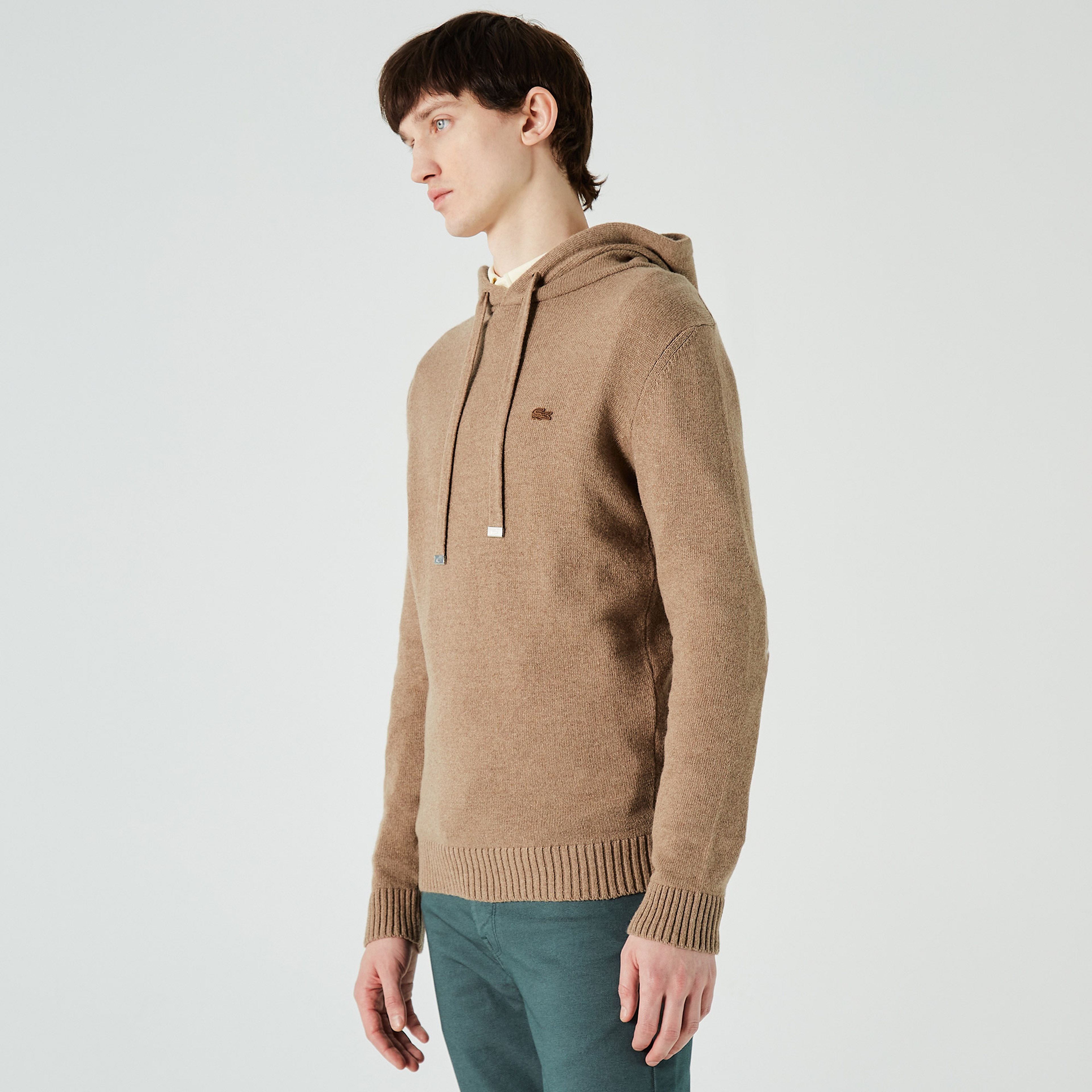 Lacoste Erkek Regular Fit Kapüşonlu Kahverengi Kazak