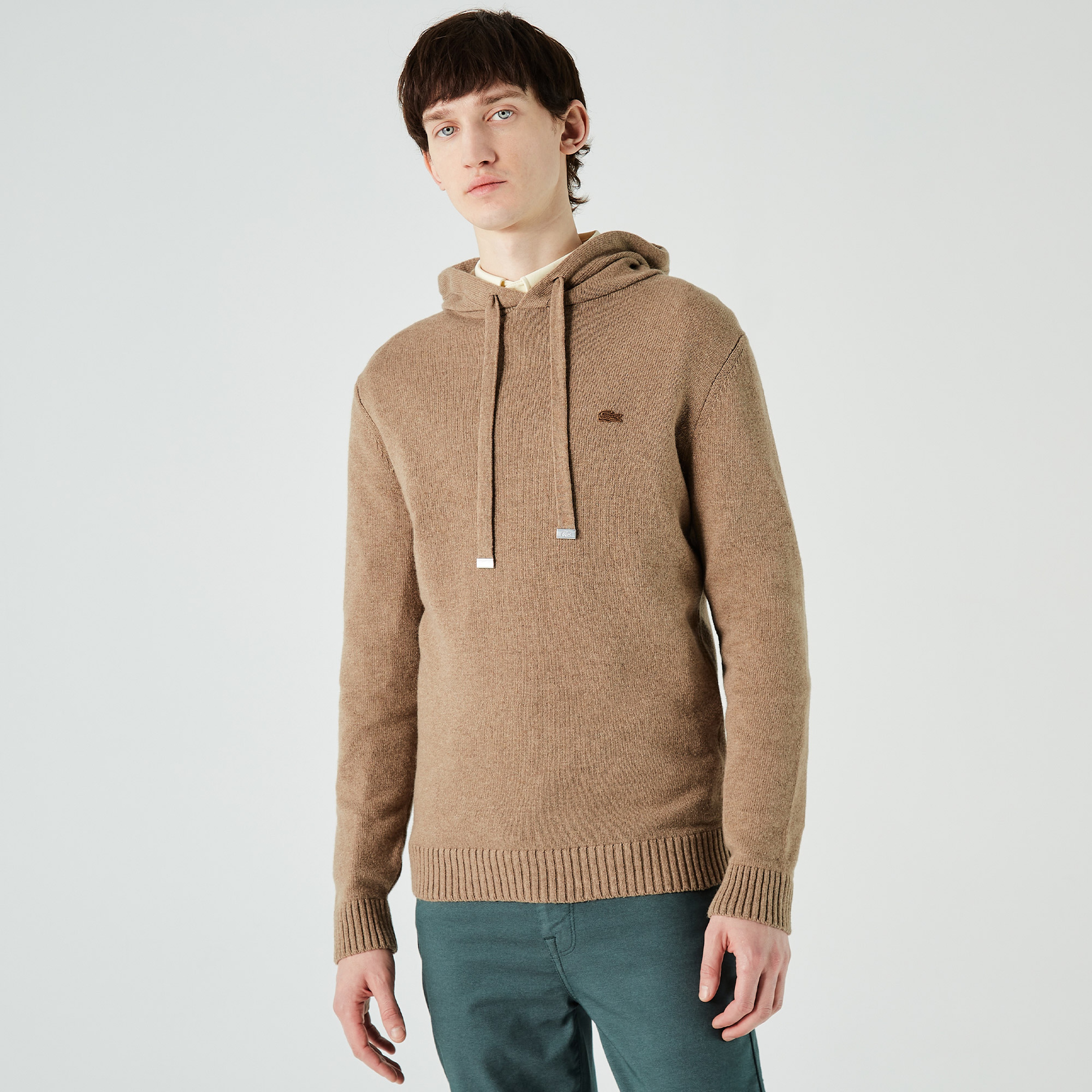 Lacoste Erkek Regular Fit Kapüşonlu Kahverengi Kazak