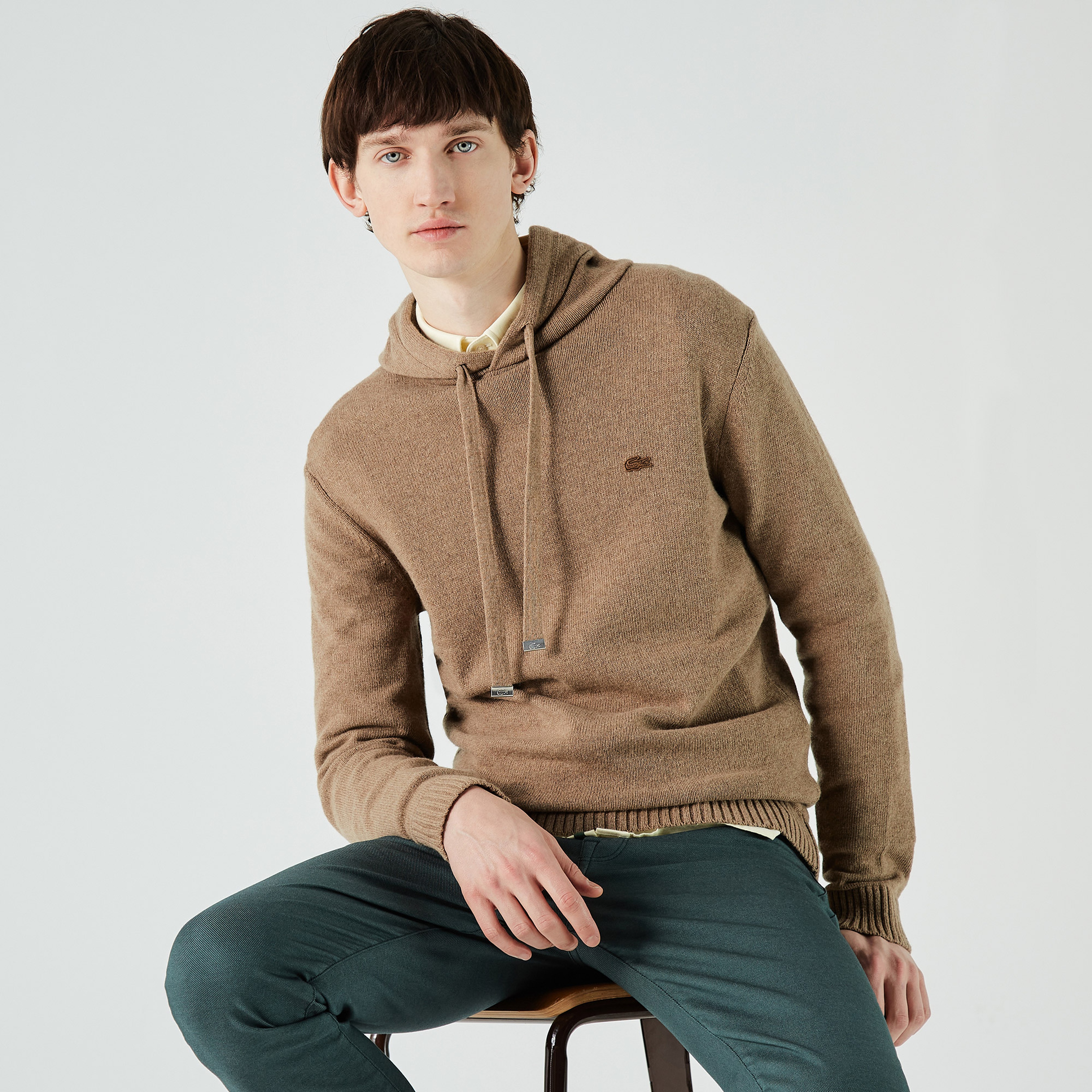 Lacoste Erkek Regular Fit Kapüşonlu Kahverengi Kazak