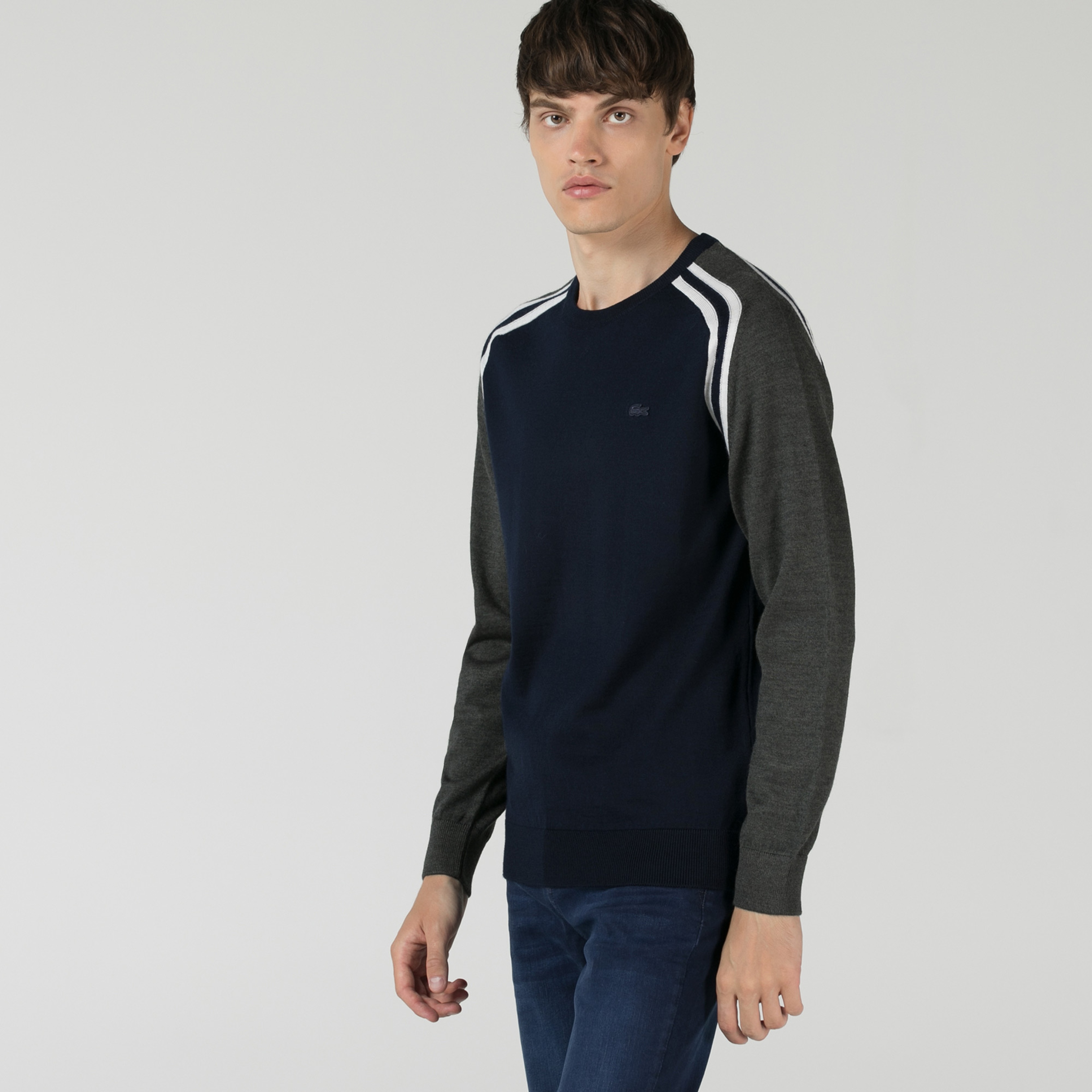 Lacoste Erkek Regular Fit Bisiklet Yaka Lacivert Kazak