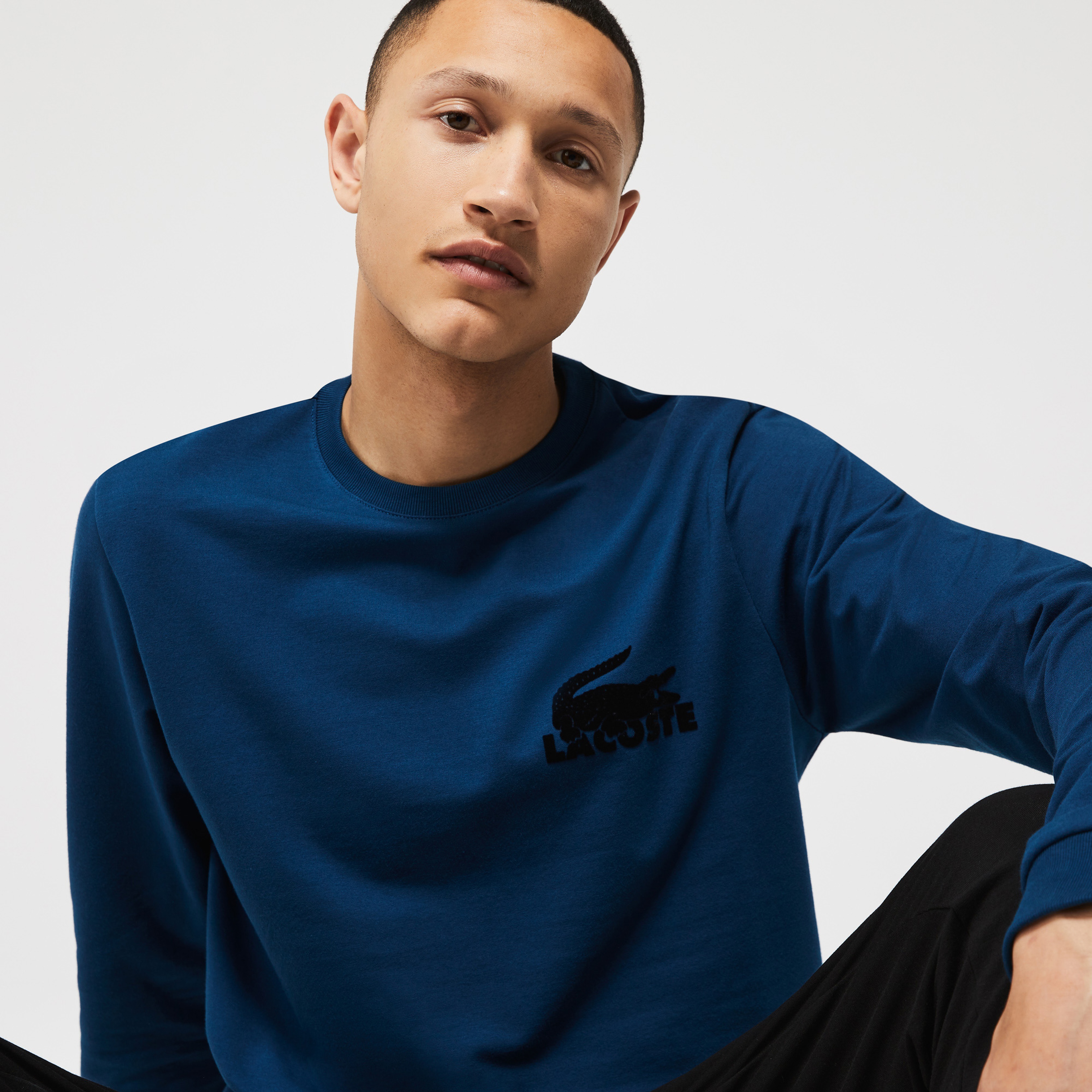 Lacoste Erkek Bisiklet Yaka Lacivert Sweatshirt