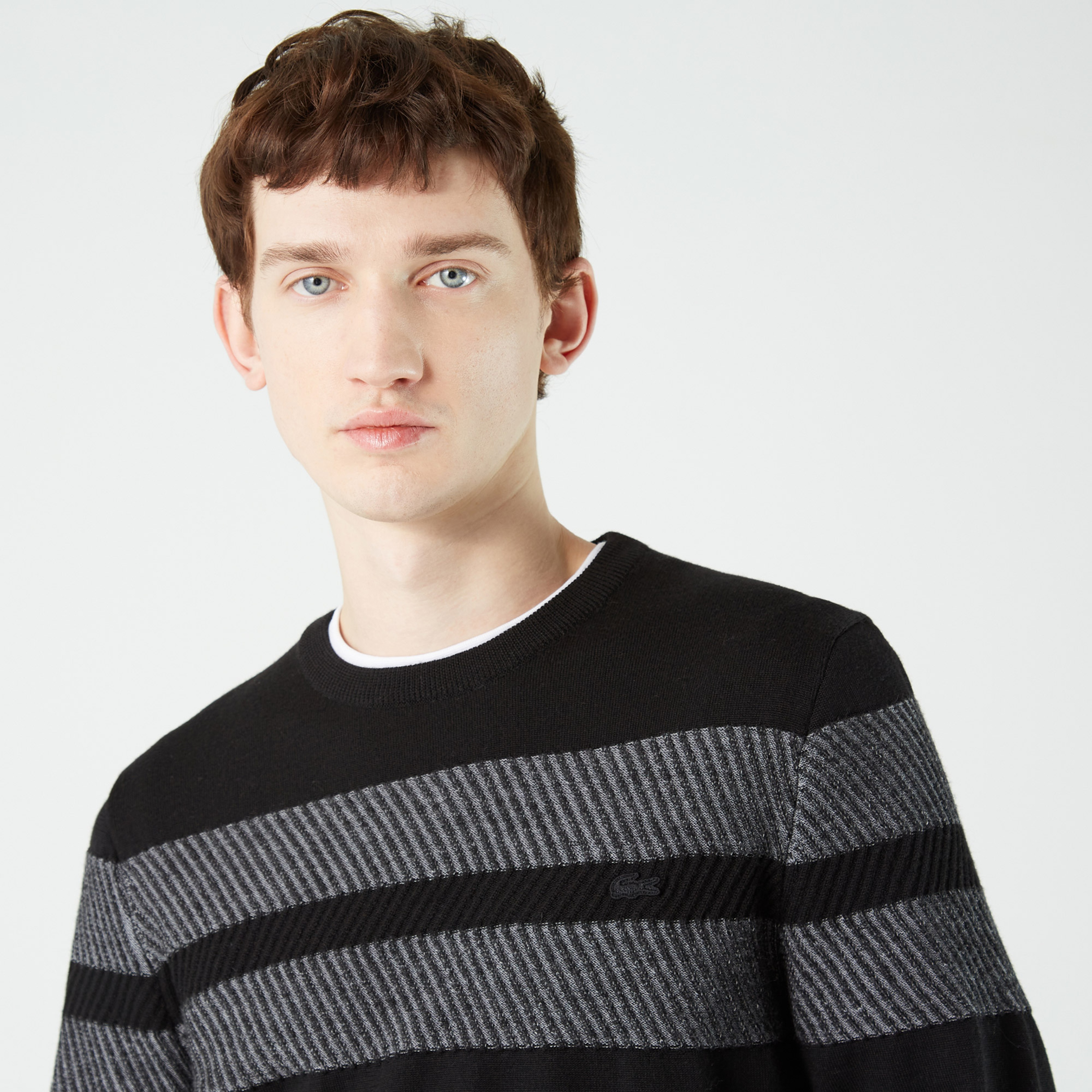 Lacoste Erkek Regular Fit Bisiklet Yaka Renk Bloklu Siyah Kazak