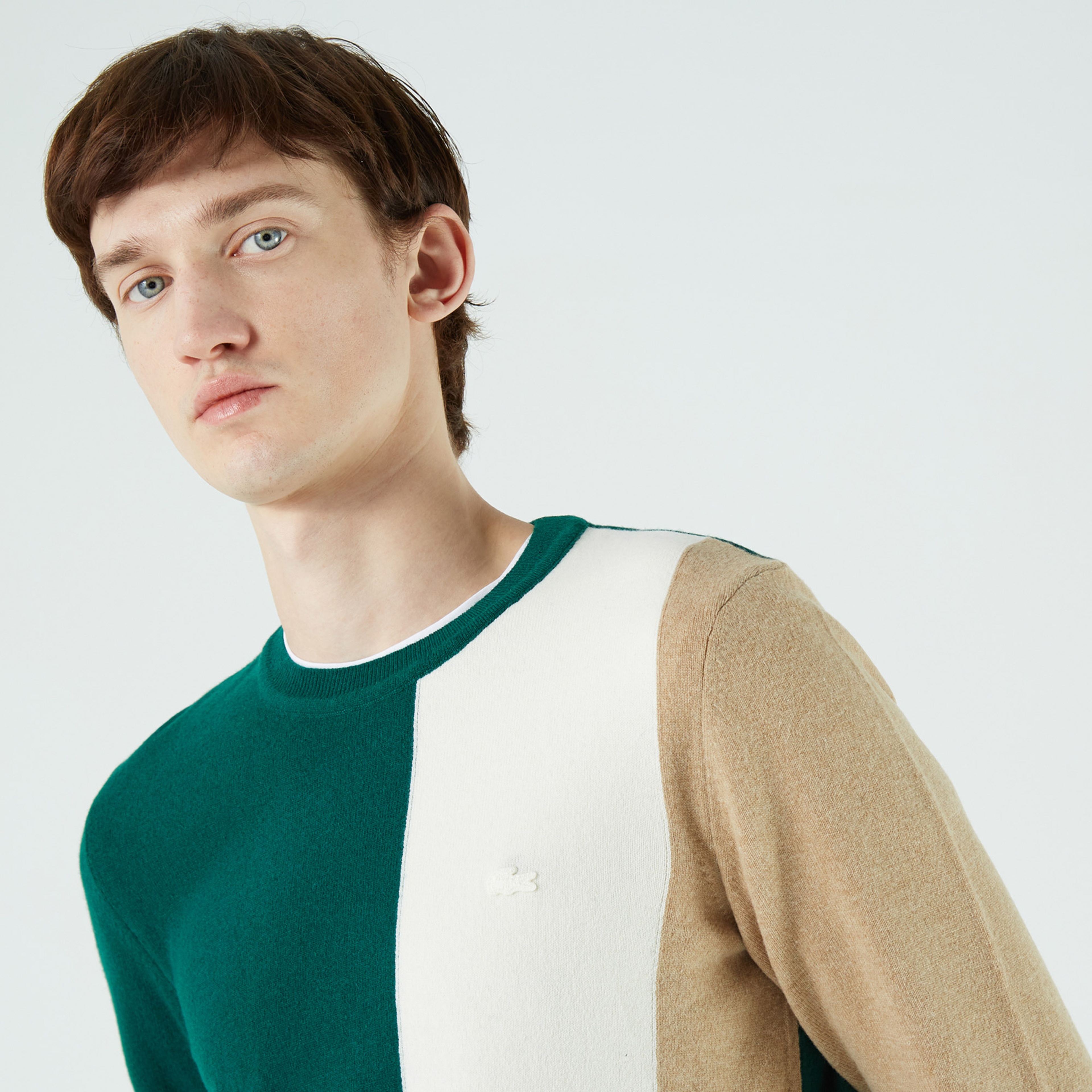 Lacoste Erkek Regular Fit Bisiklet Yaka Renk Bloklu Yeşil Kazak