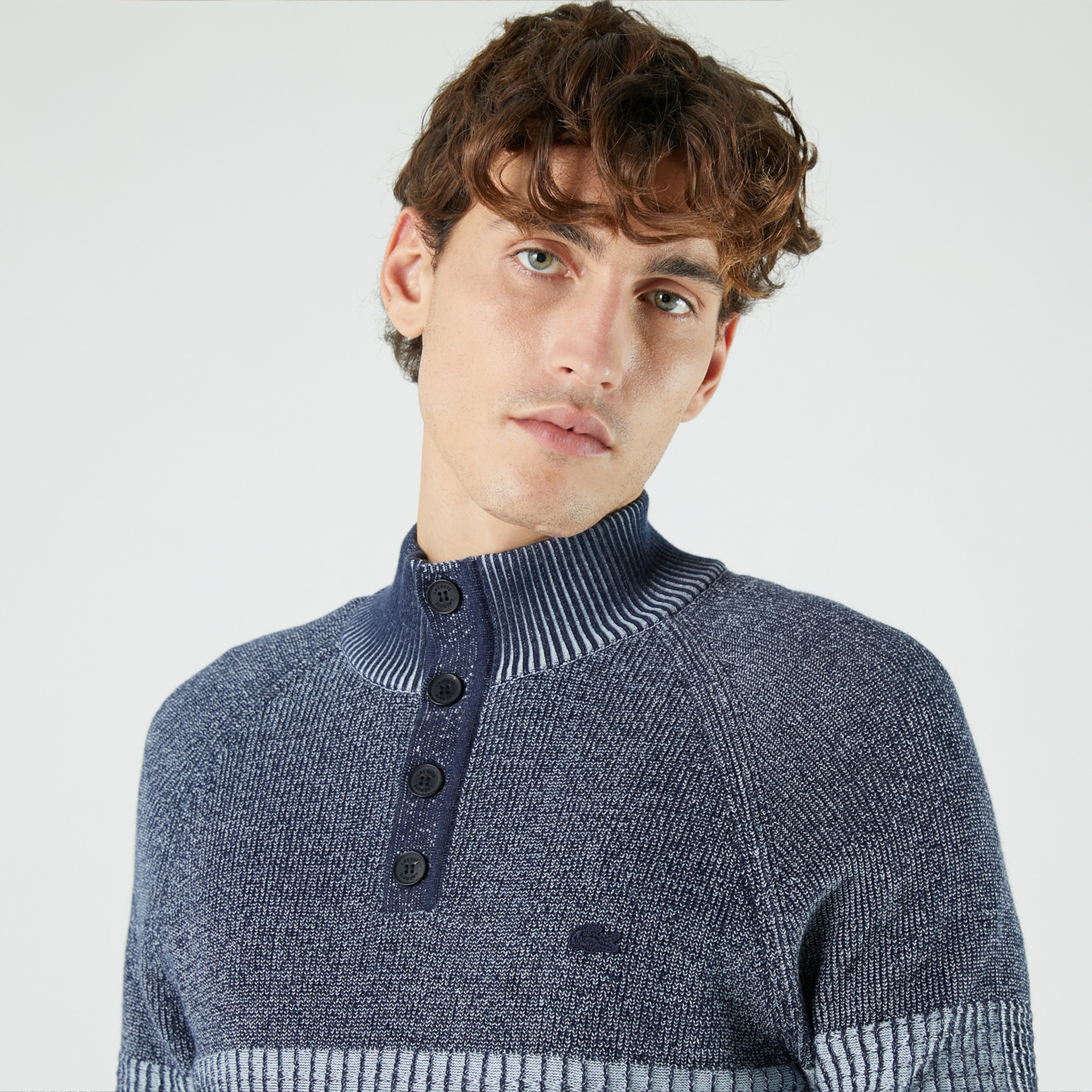 Lacoste Erkek Regular Fit Düğmeli Yaka Lacivert Kazak