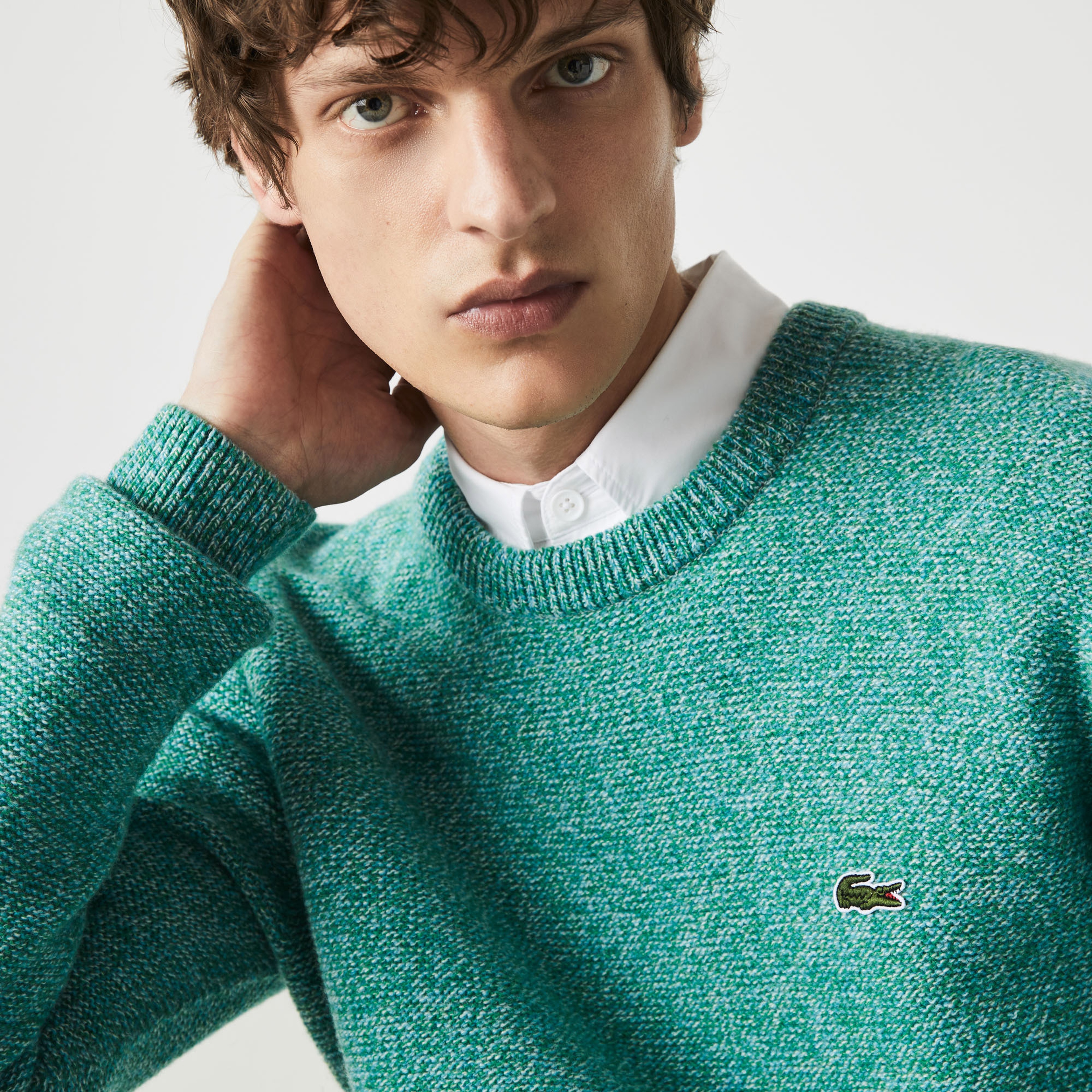 Lacoste Erkek Regular Fit Bisiklet Yaka Desenli Yeşil Kazak