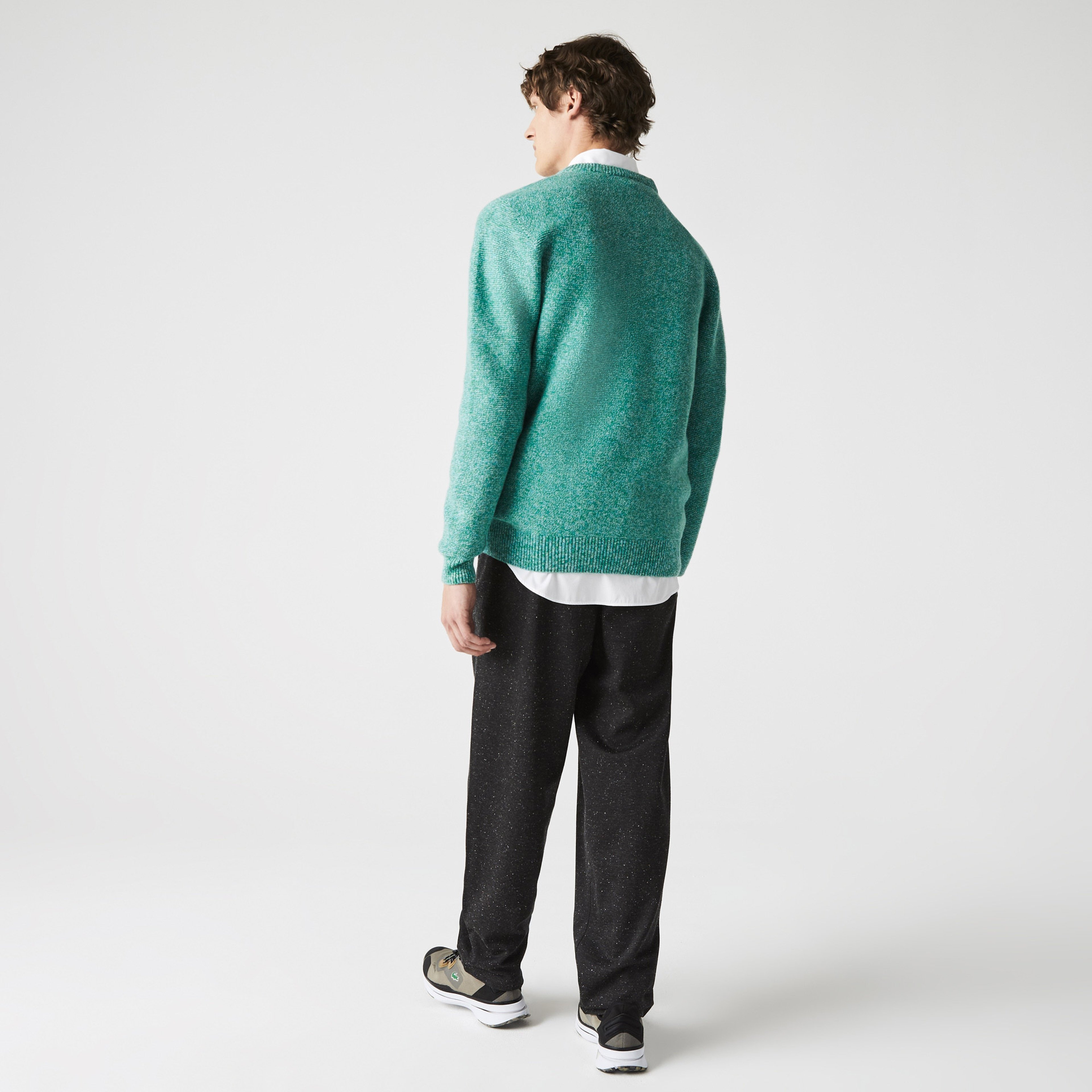 Lacoste Erkek Regular Fit Bisiklet Yaka Desenli Yeşil Kazak