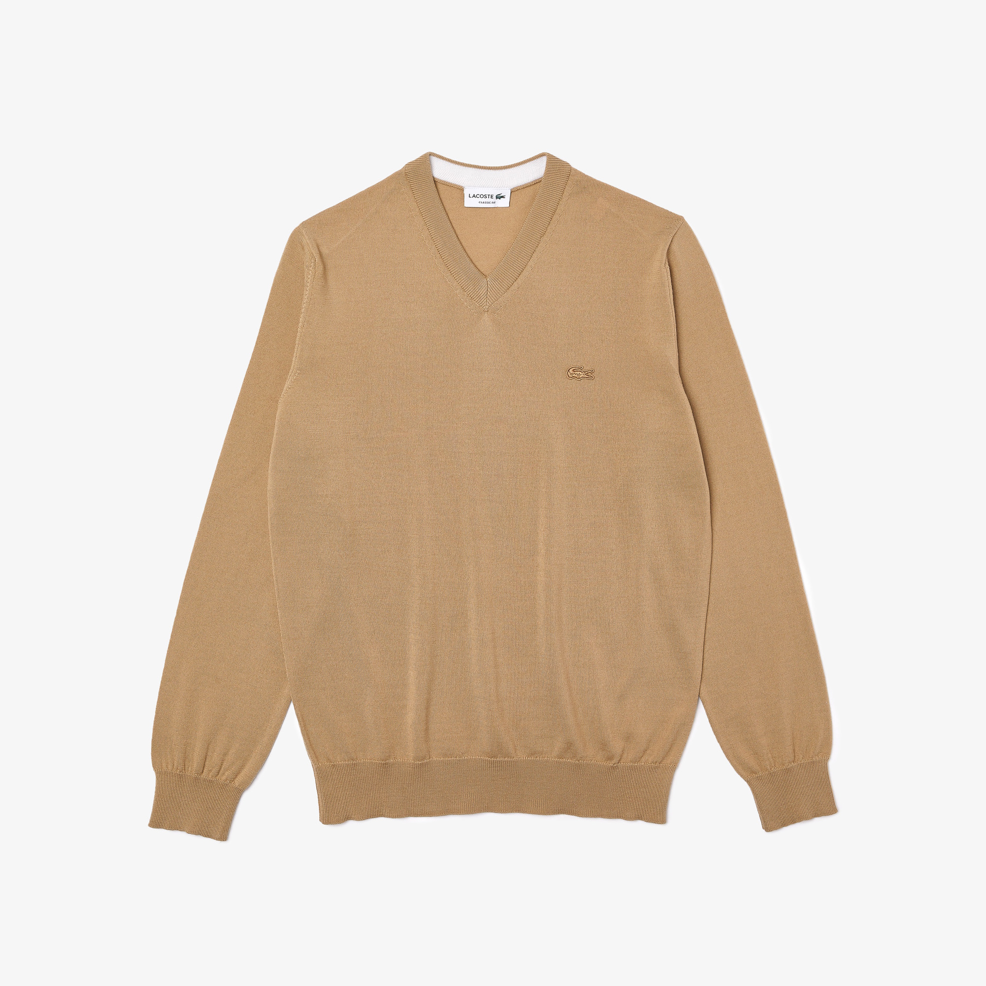 Lacoste Erkek Regular Fit V Yaka Bej Kazak