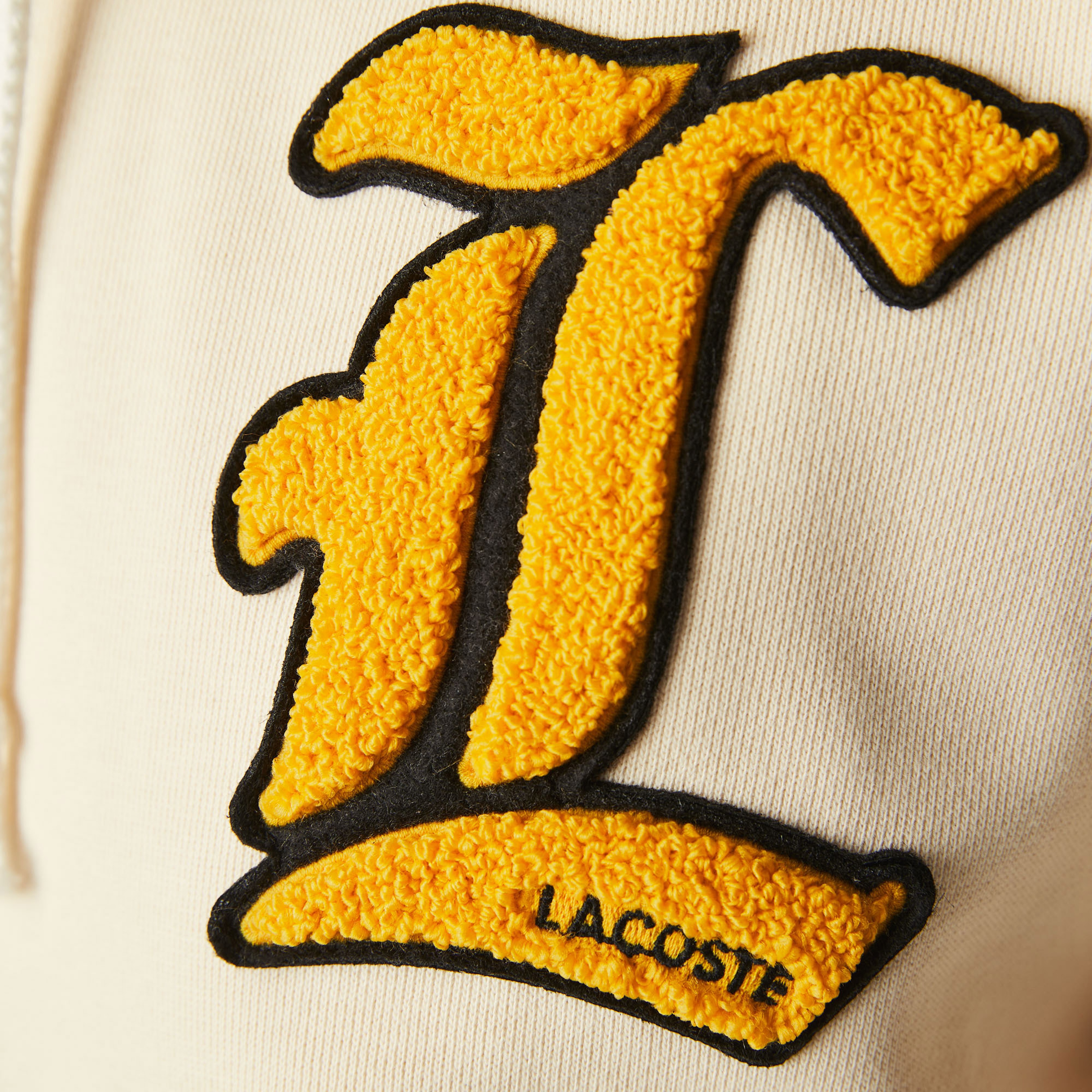 Lacoste L!VE Unisex Relaxed Fit Kapüşonlu Bej Sweatshirt