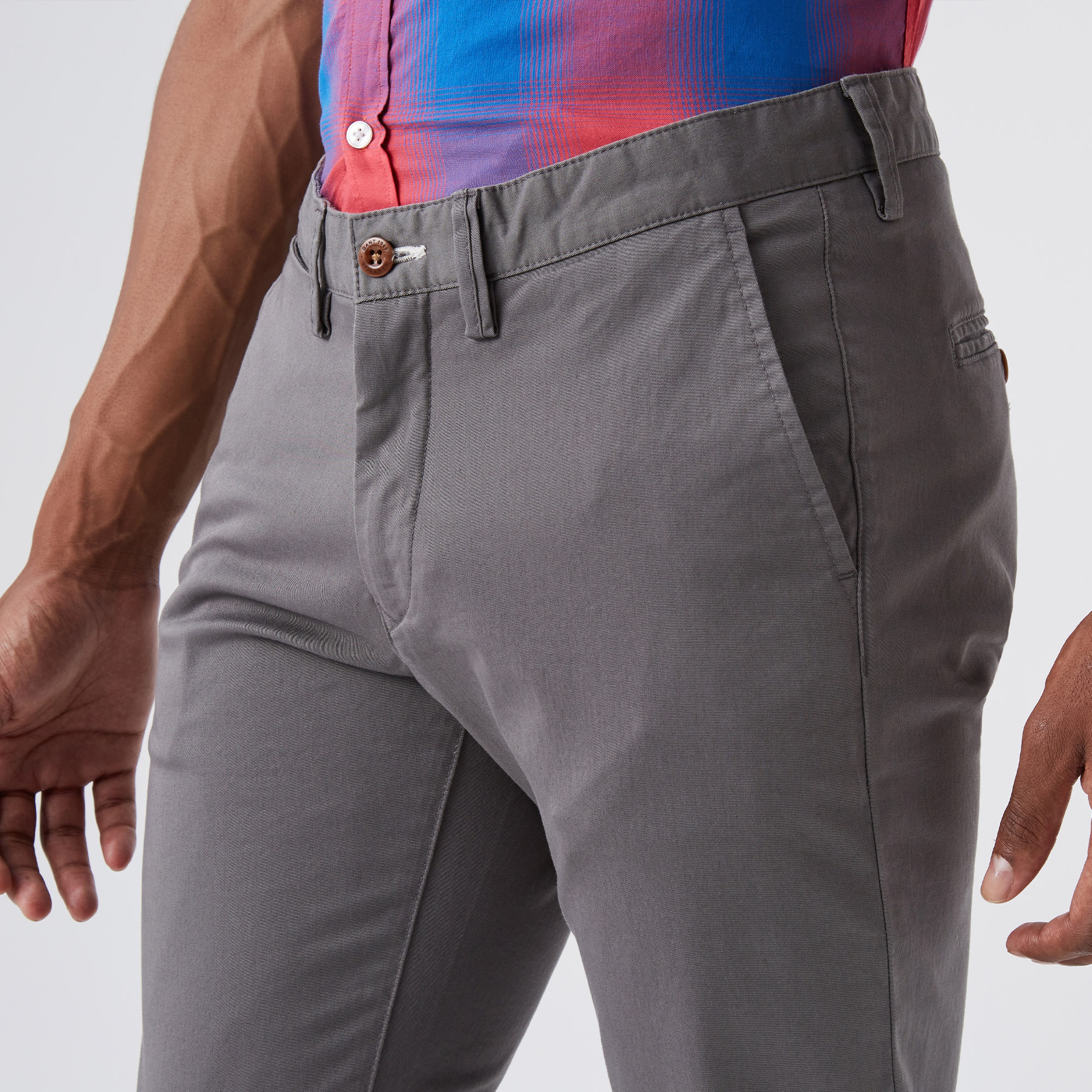 GANT Erkek Gri Slim Fit Twill Chino Pantolon