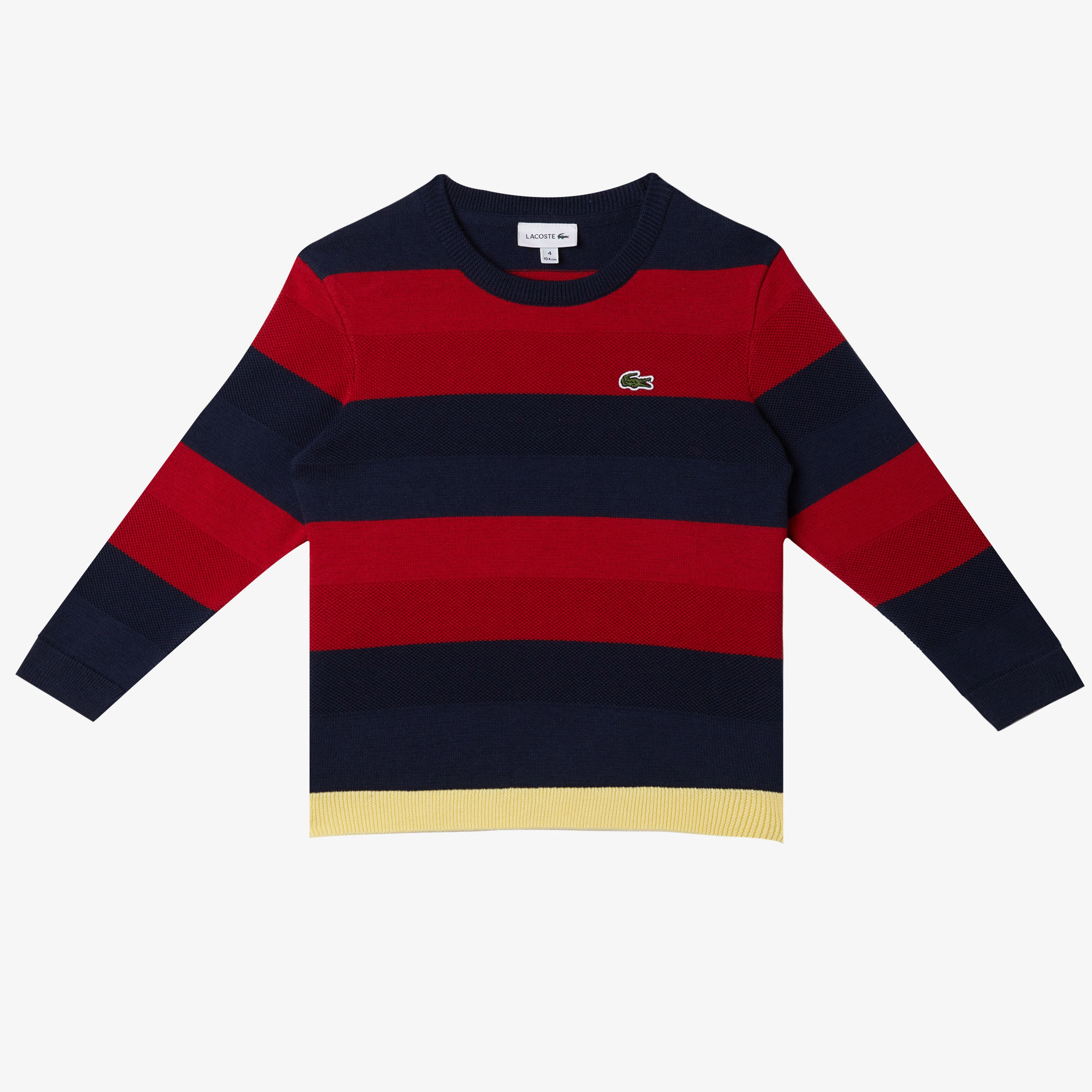 Lacoste Erkek Çocuk  Bisiklet Yaka Çizgili Lacivert-Kırmızı Kazak