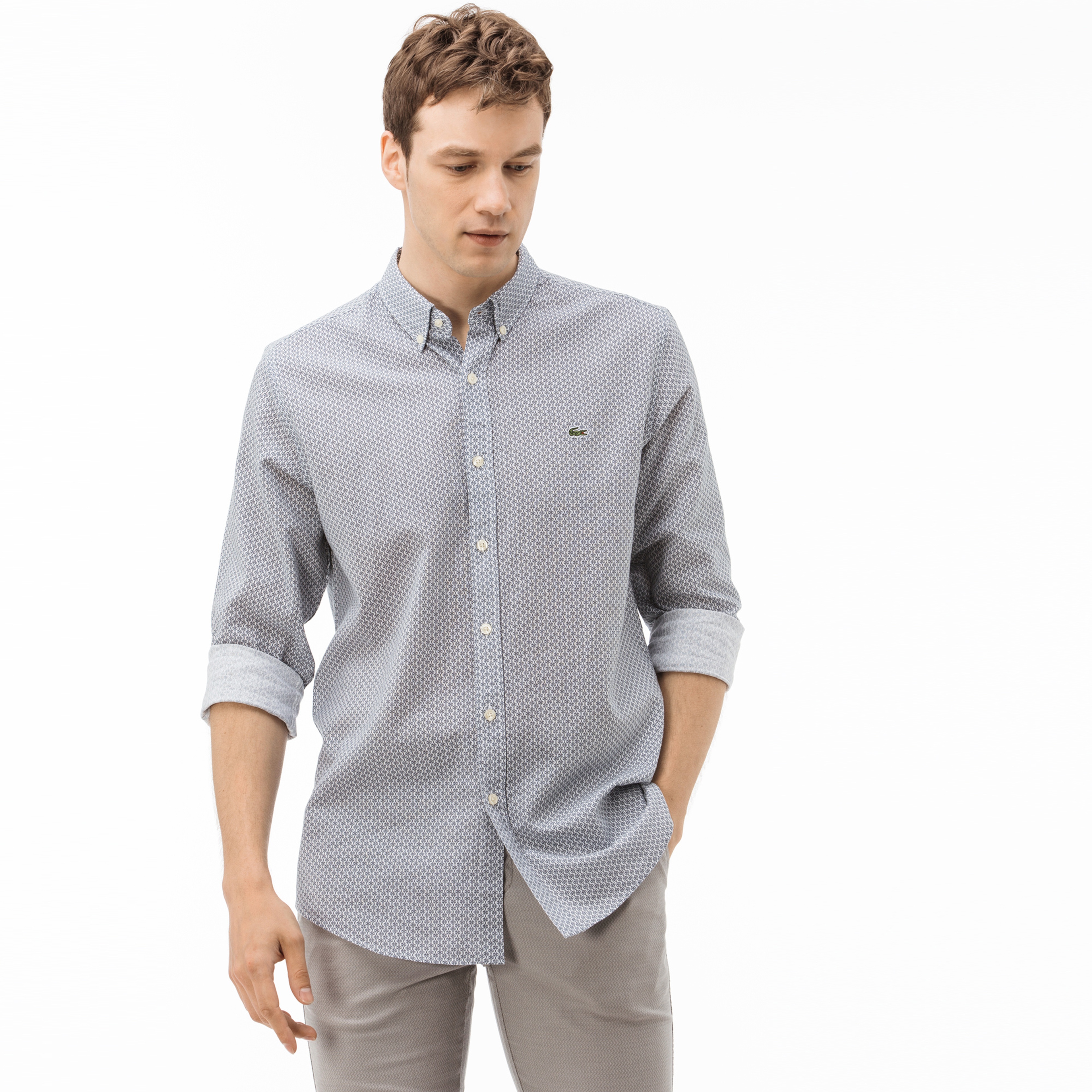 Lacoste Erkek Regular Fit Gri Gömlek