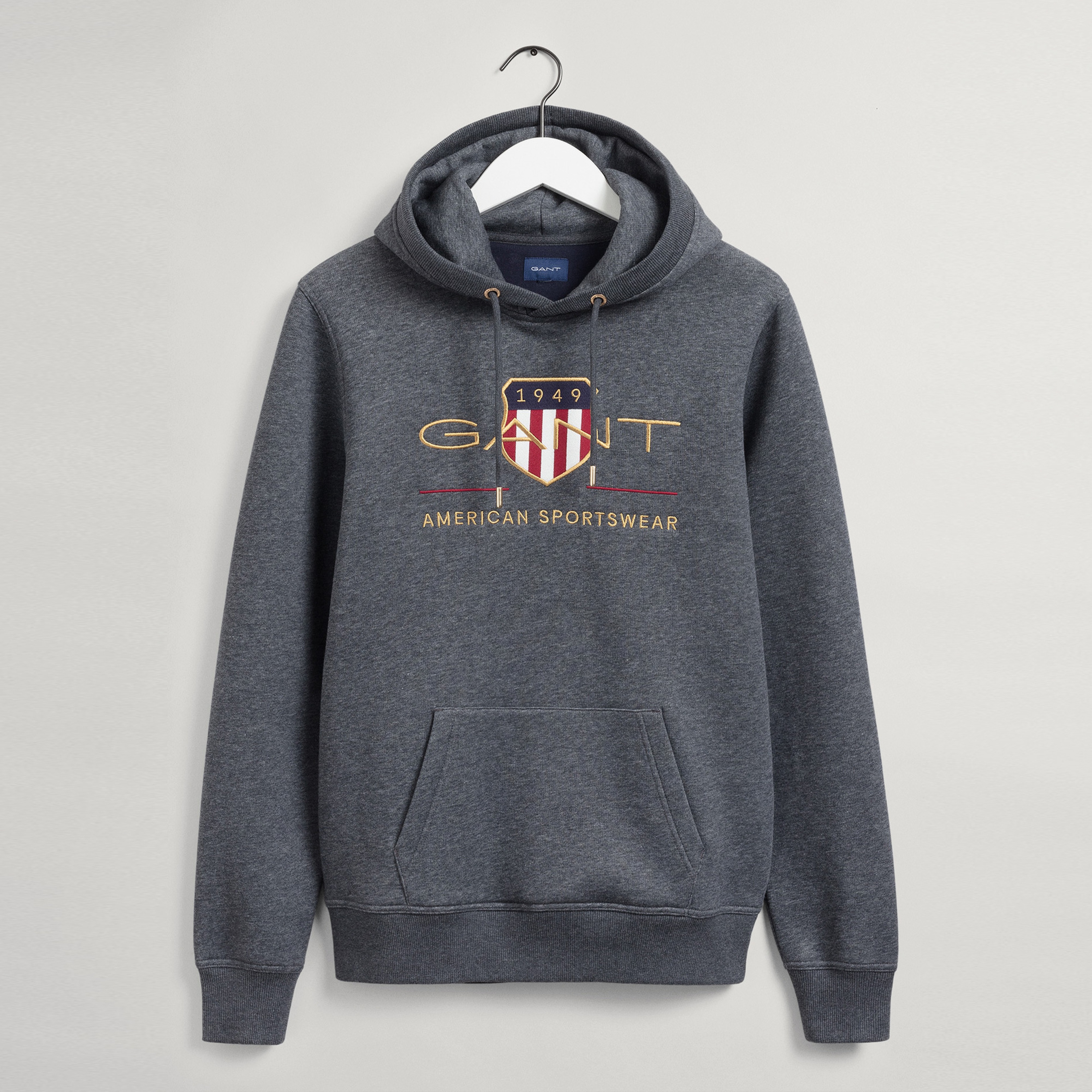 Gant Erkek Gri Regular Fit Kapüşonlu Logolu Sweatshirt