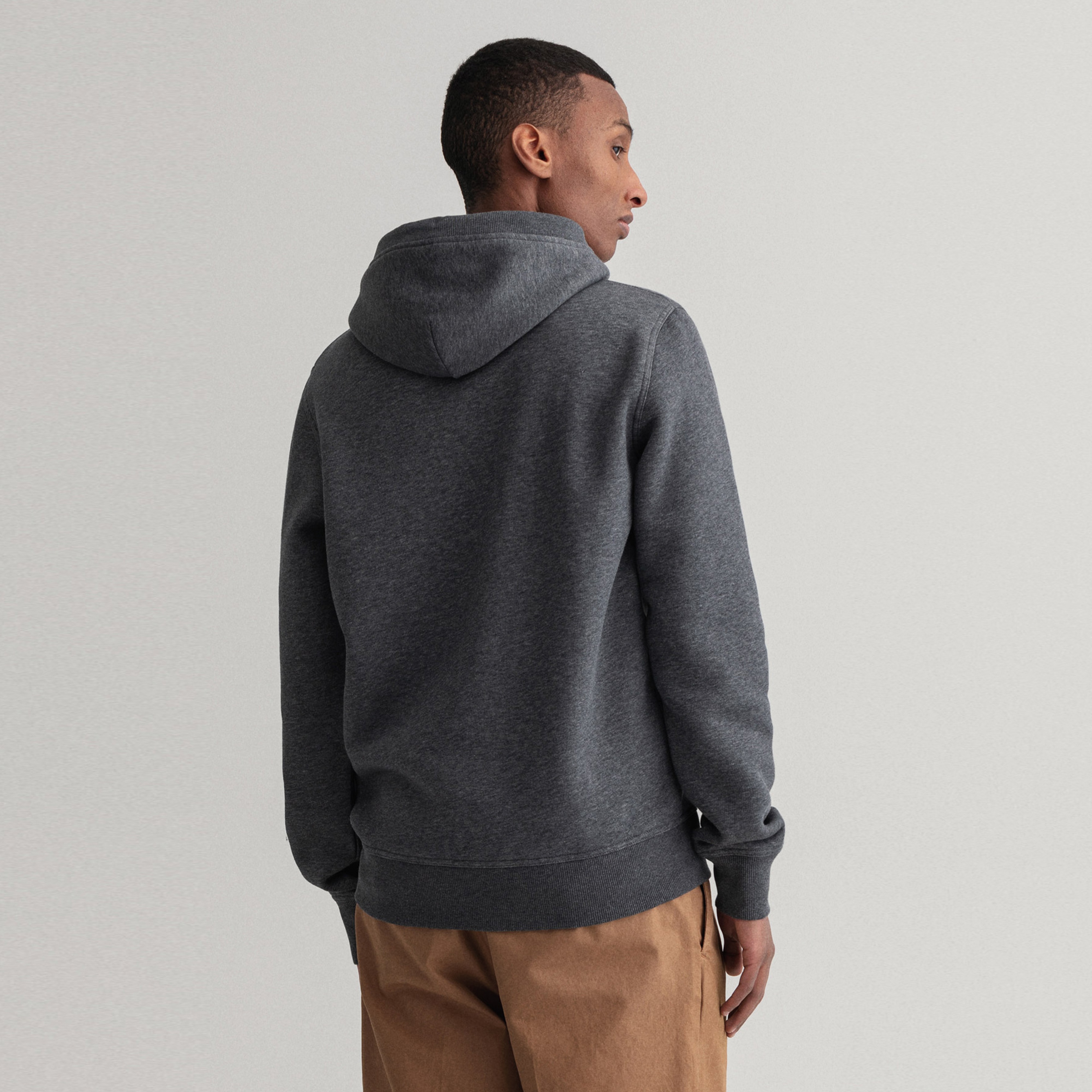 Gant Erkek Gri Regular Fit Kapüşonlu Logolu Sweatshirt