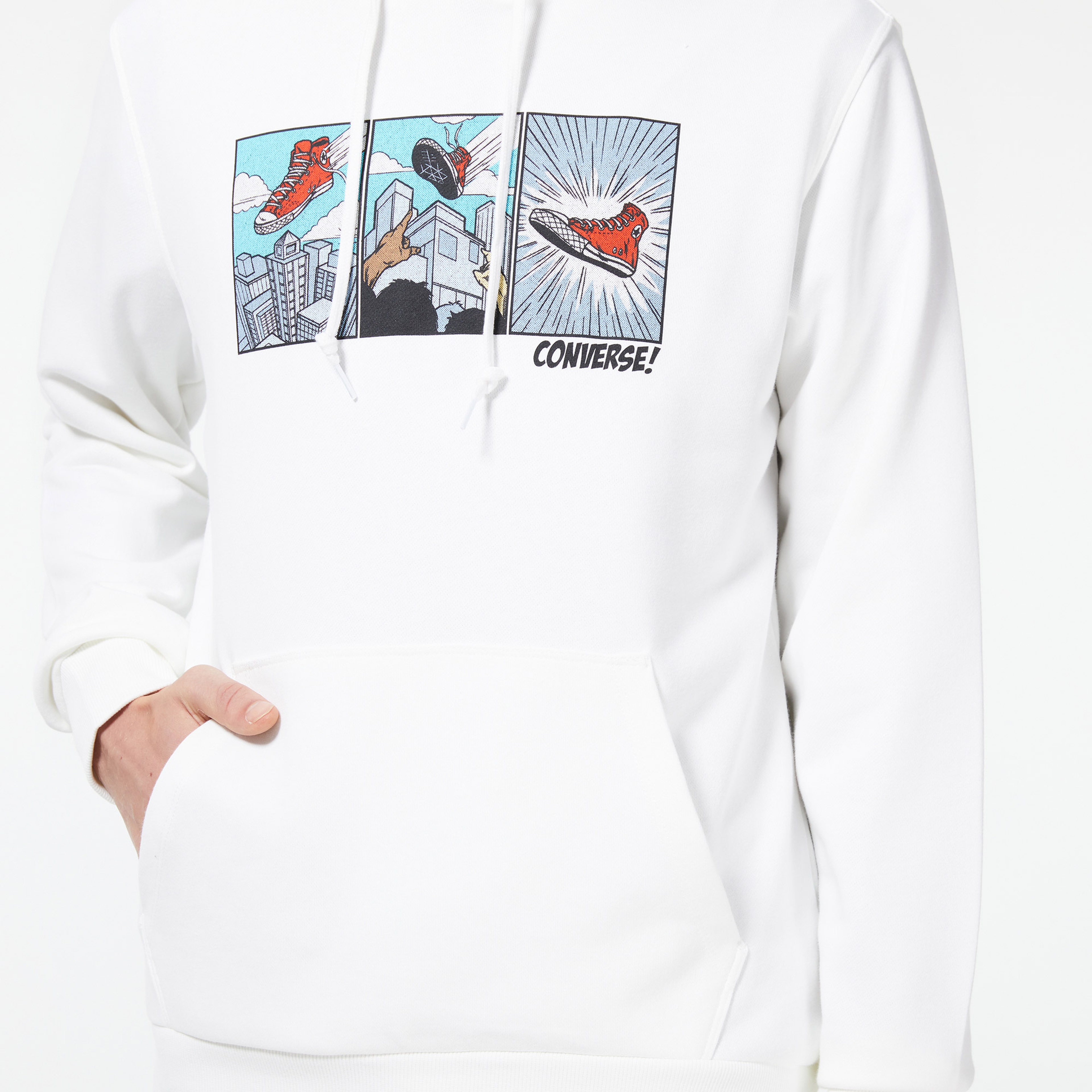 Converse Chuck Comic Hooide Erkek Beyaz Sweatshirt