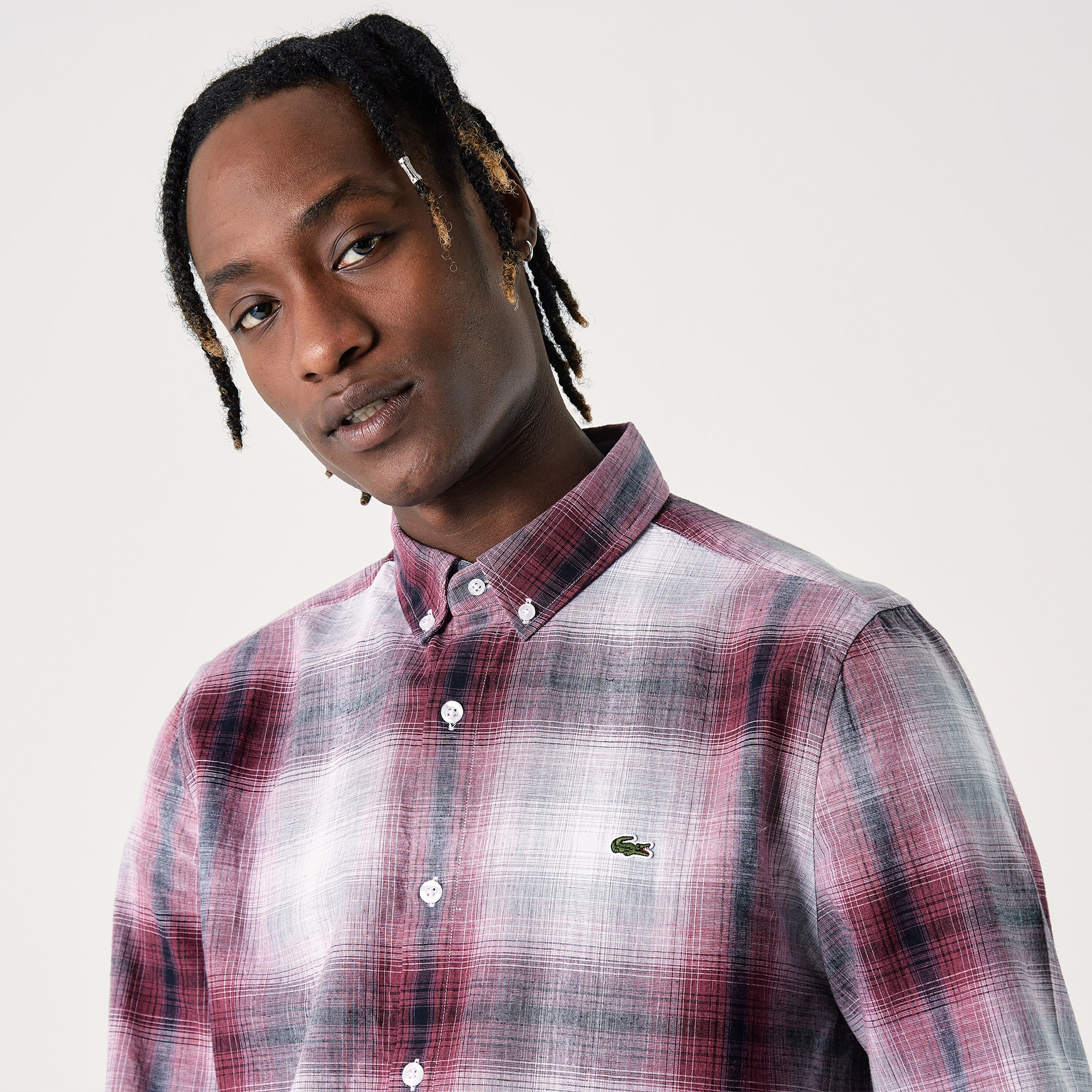 Lacoste Erkek Slim Fit Ekose Bordo Gömlek