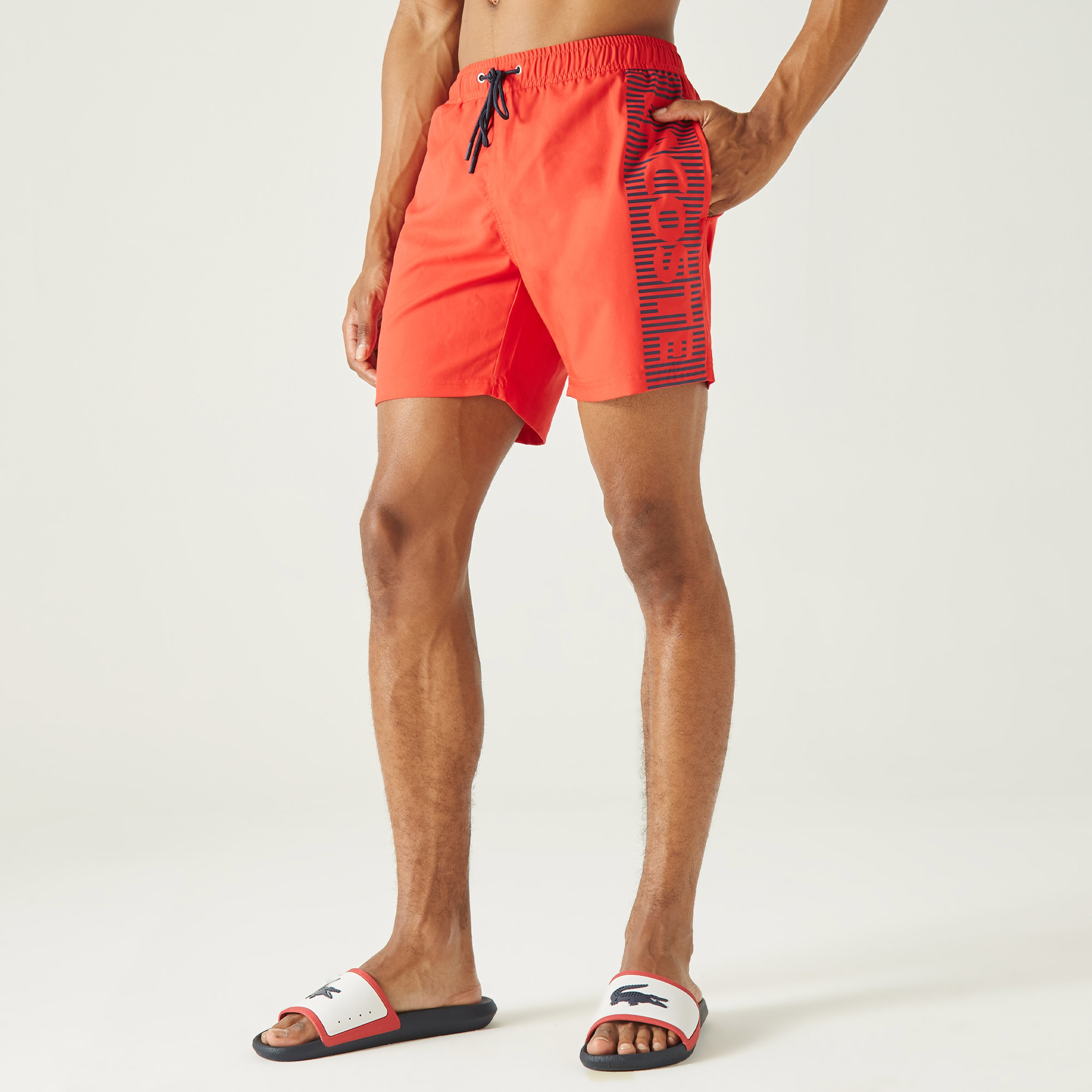 Lacoste Erkek Baskılı Kırmızı Mayo Şort