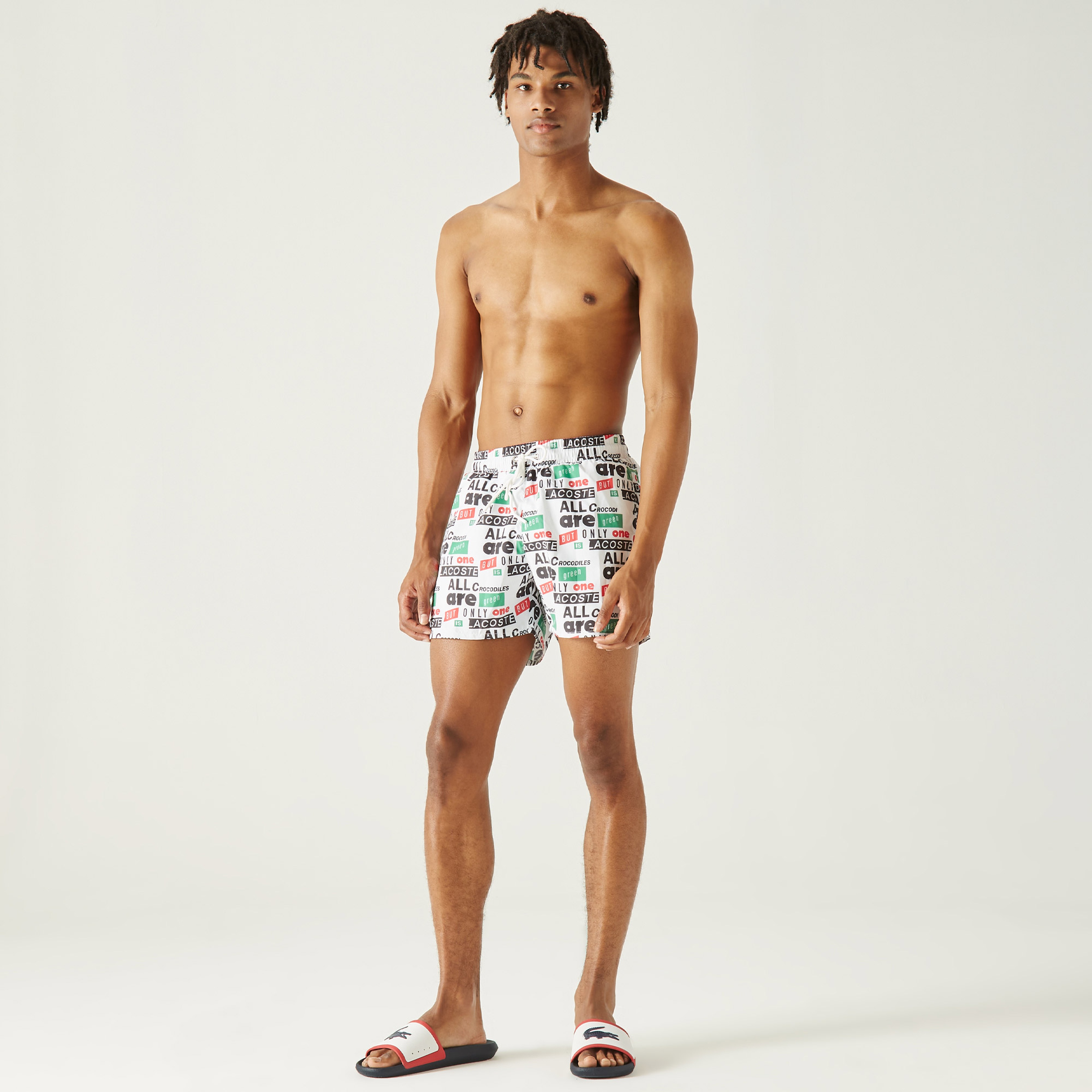 Lacoste Erkek Desenli Beyaz Mayo Şort