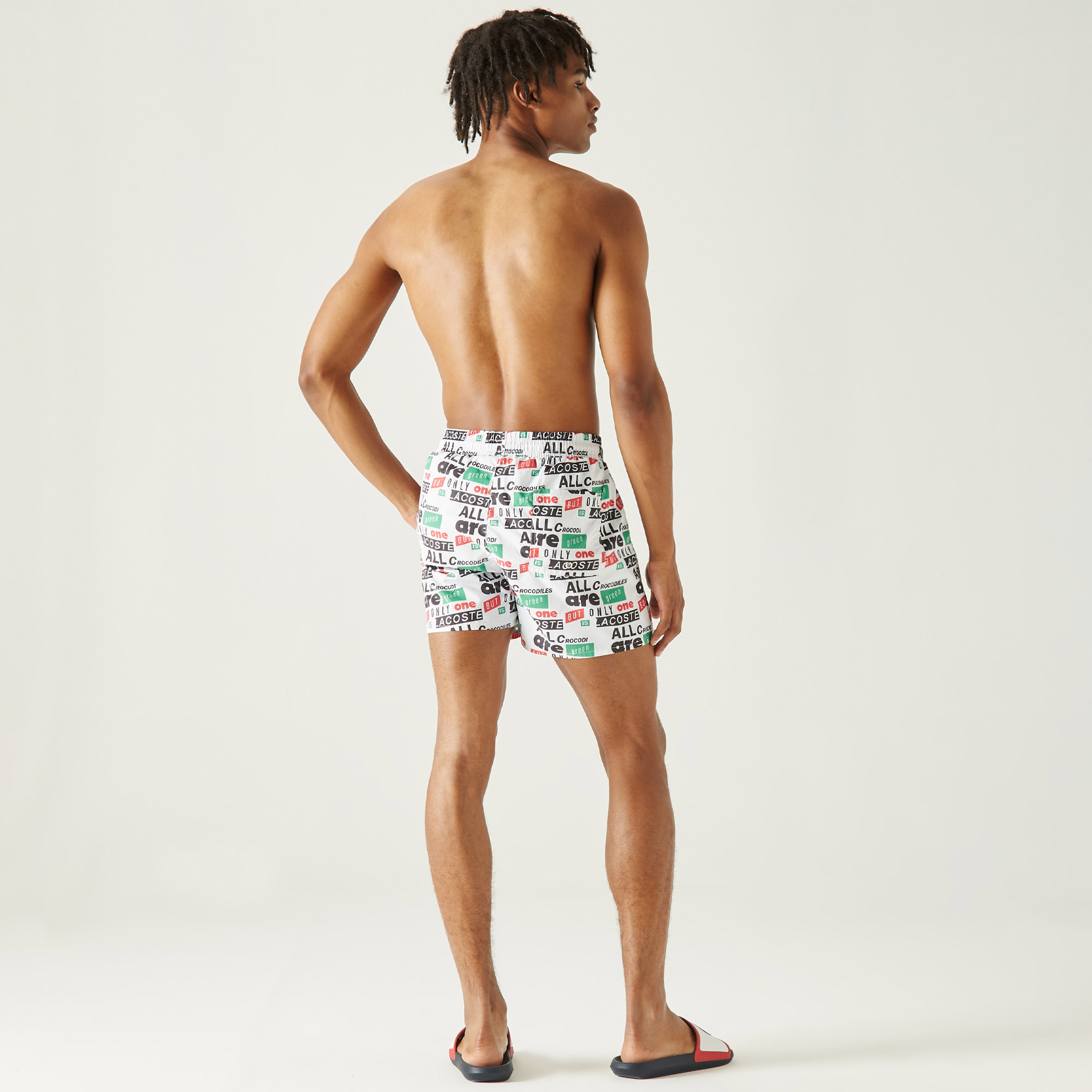 Lacoste Erkek Desenli Beyaz Mayo Şort