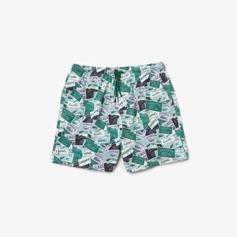 Lacoste Erkek Desenli Yeşil Mayo Şort