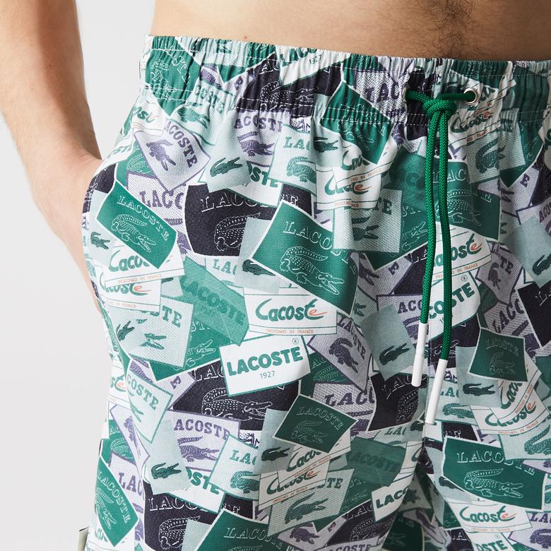 Lacoste Erkek Desenli Yeşil Mayo Şort