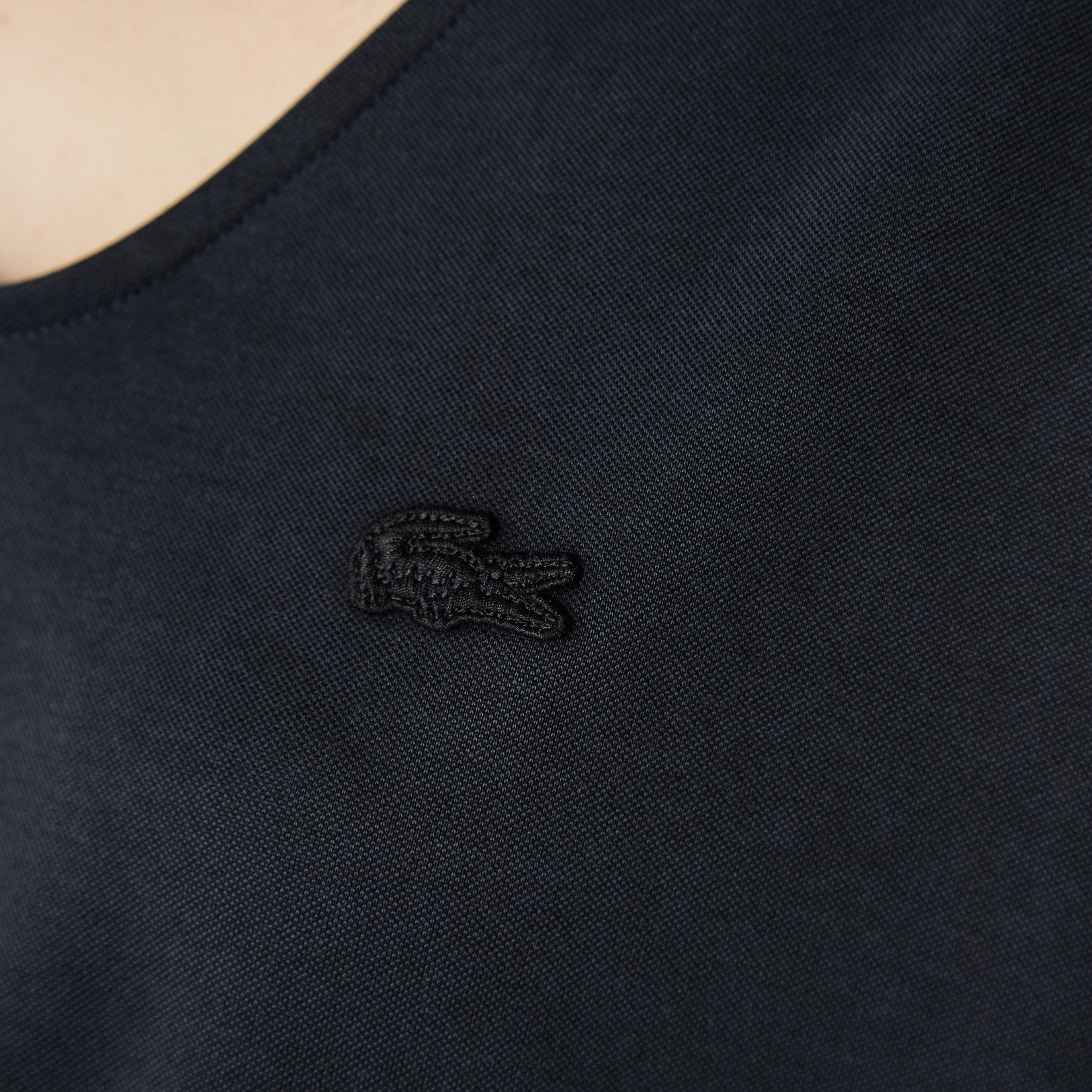 Lacoste Kadın Loose Fit Kısa Kollu V Yaka Siyah Elbise