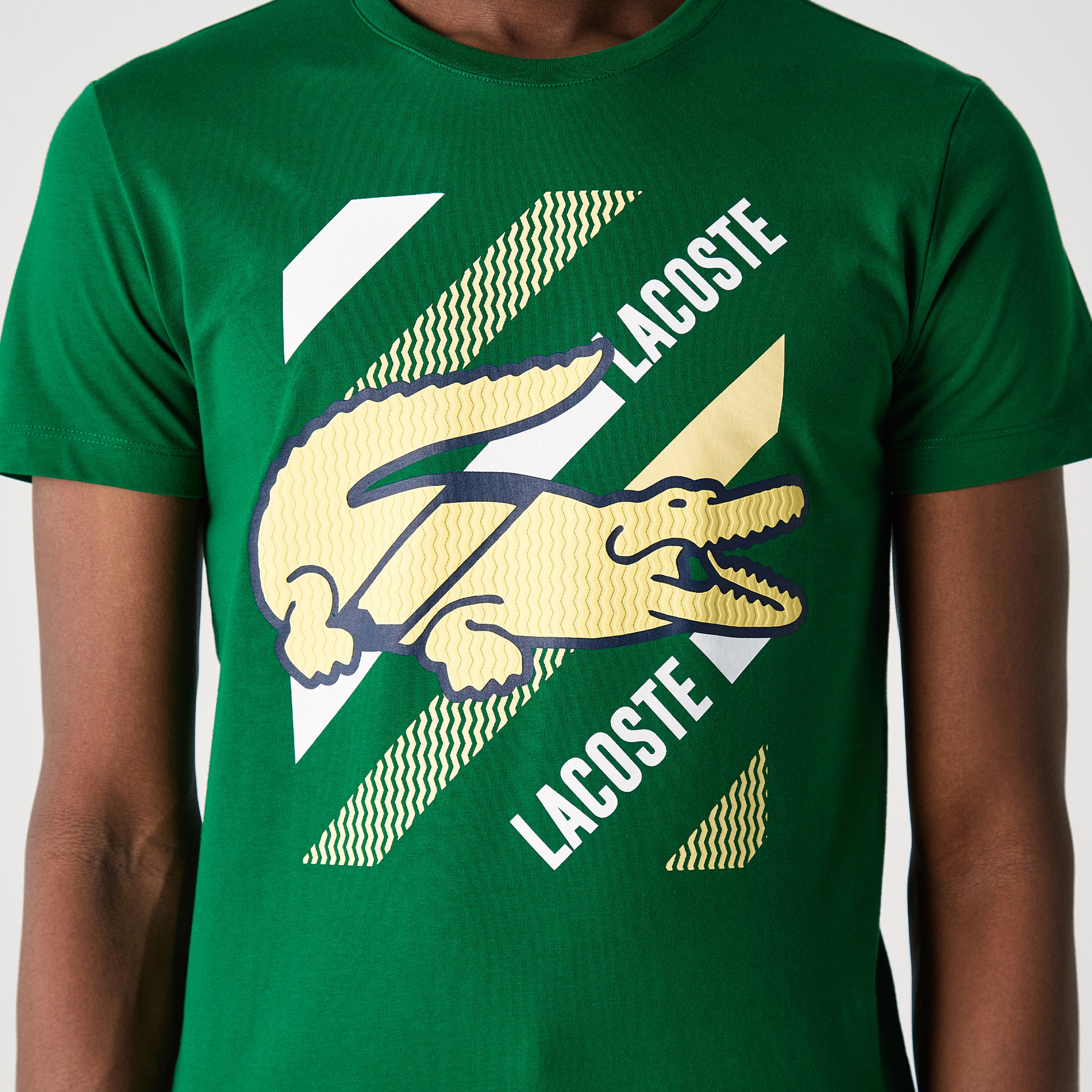 Lacoste Erkek Slim Fit Bisiklet Yaka Baskılı Yeşil T-Shirt