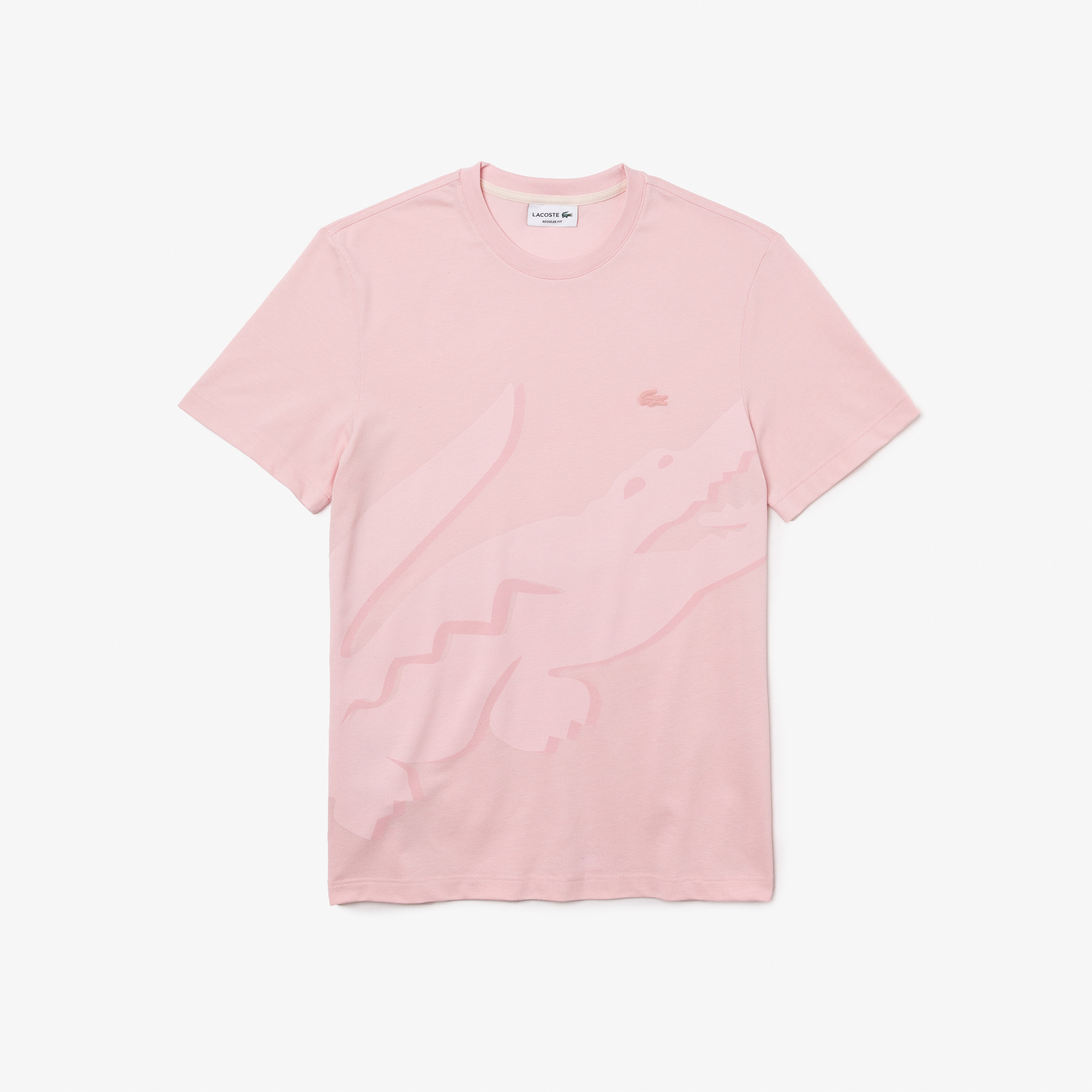 Lacoste Erkek Regular Fit Bisiklet Yaka Baskılı Pembe T-Shirt