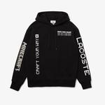 Lacoste X Minecraft Erkek Relaxed Fit Kapüşonlu Baskılı Siyah Sweatshirt