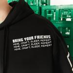 Lacoste X Minecraft Erkek Relaxed Fit Kapüşonlu Baskılı Siyah Sweatshirt