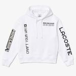 Lacoste X Minecraft Erkek Relaxed Fit Kapüşonlu Baskılı Beyaz Sweatshirt