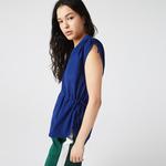 Lacoste Kadın Relaxed Fit Kısa Kollu V Yaka Lacivert Gömlek