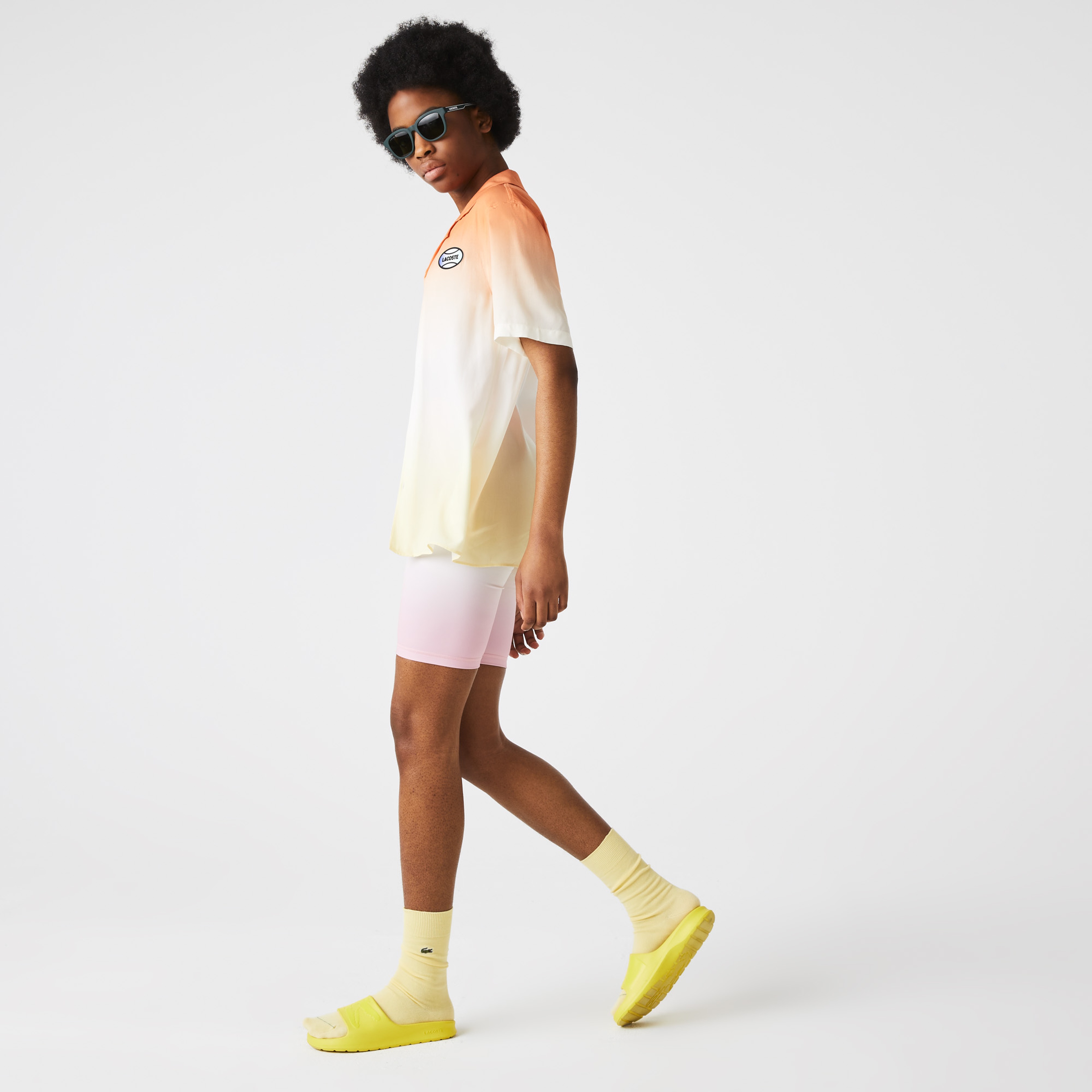 Lacoste L!VE Unisex Relaxed Fit Kısa Kollu Açık Turuncu Gömlek