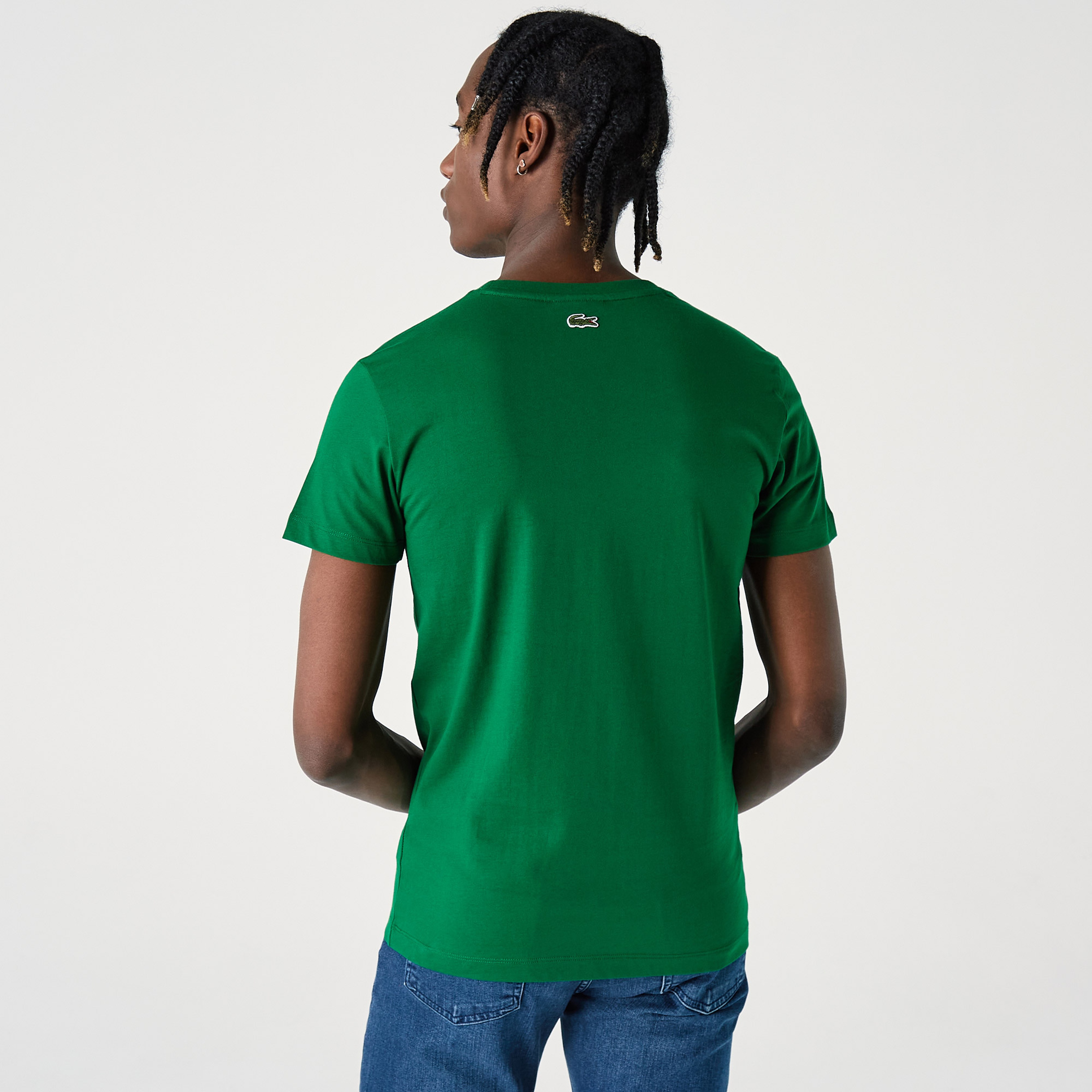Lacoste Erkek Slim Fit Bisiklet Yaka Baskılı Yeşil T-Shirt