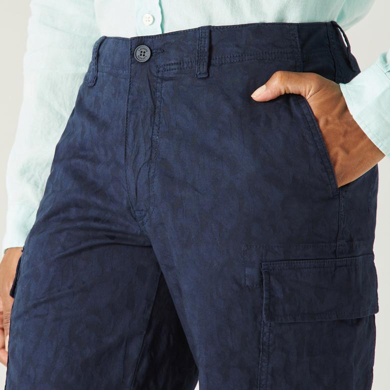 Lacoste Erkek Lacivert Desenli Bermuda