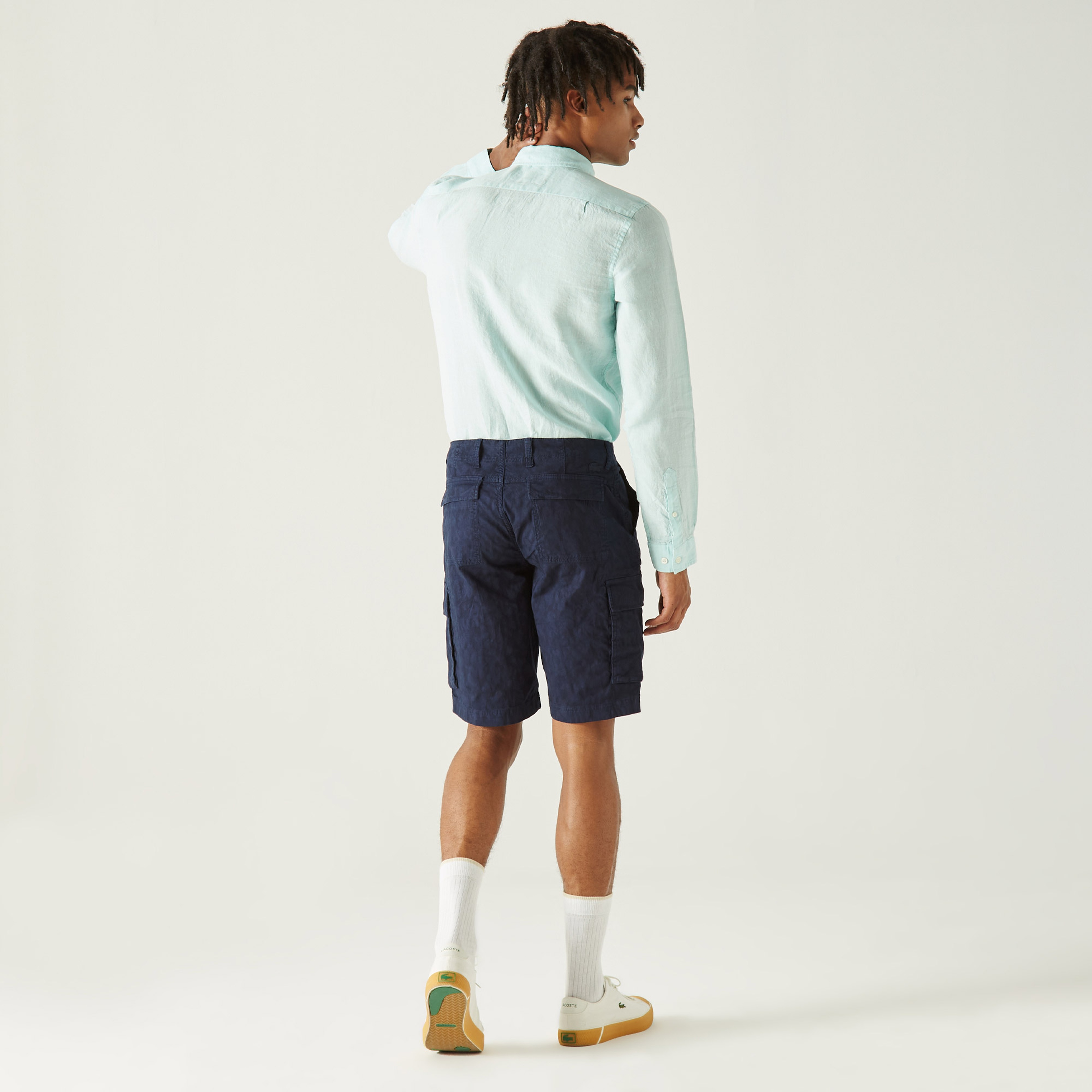 Lacoste Erkek Lacivert Desenli Bermuda